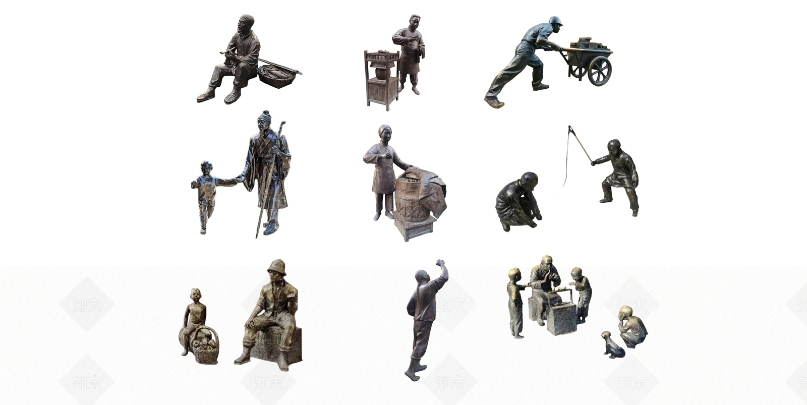 中式2D传统人物雕塑SU模型下载【ID:1160074475】