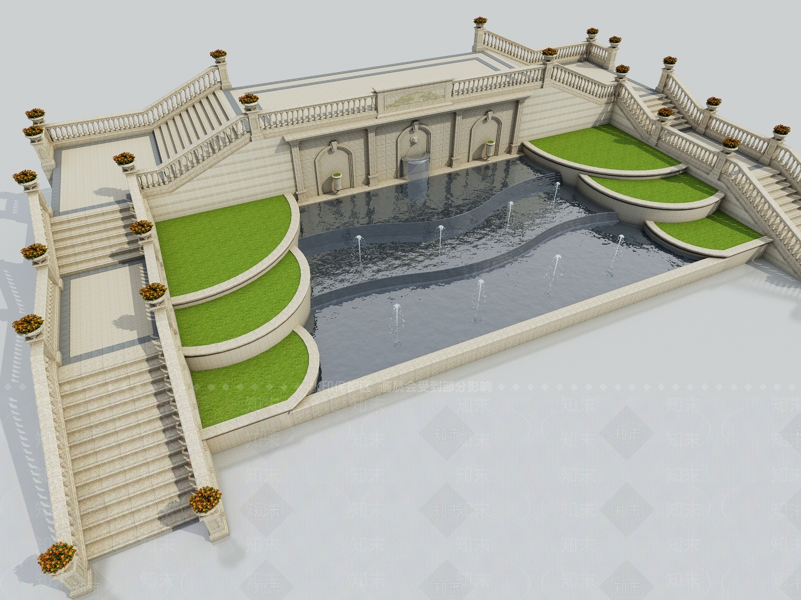 欧式景观小品SU模型下载【ID:1160075724】