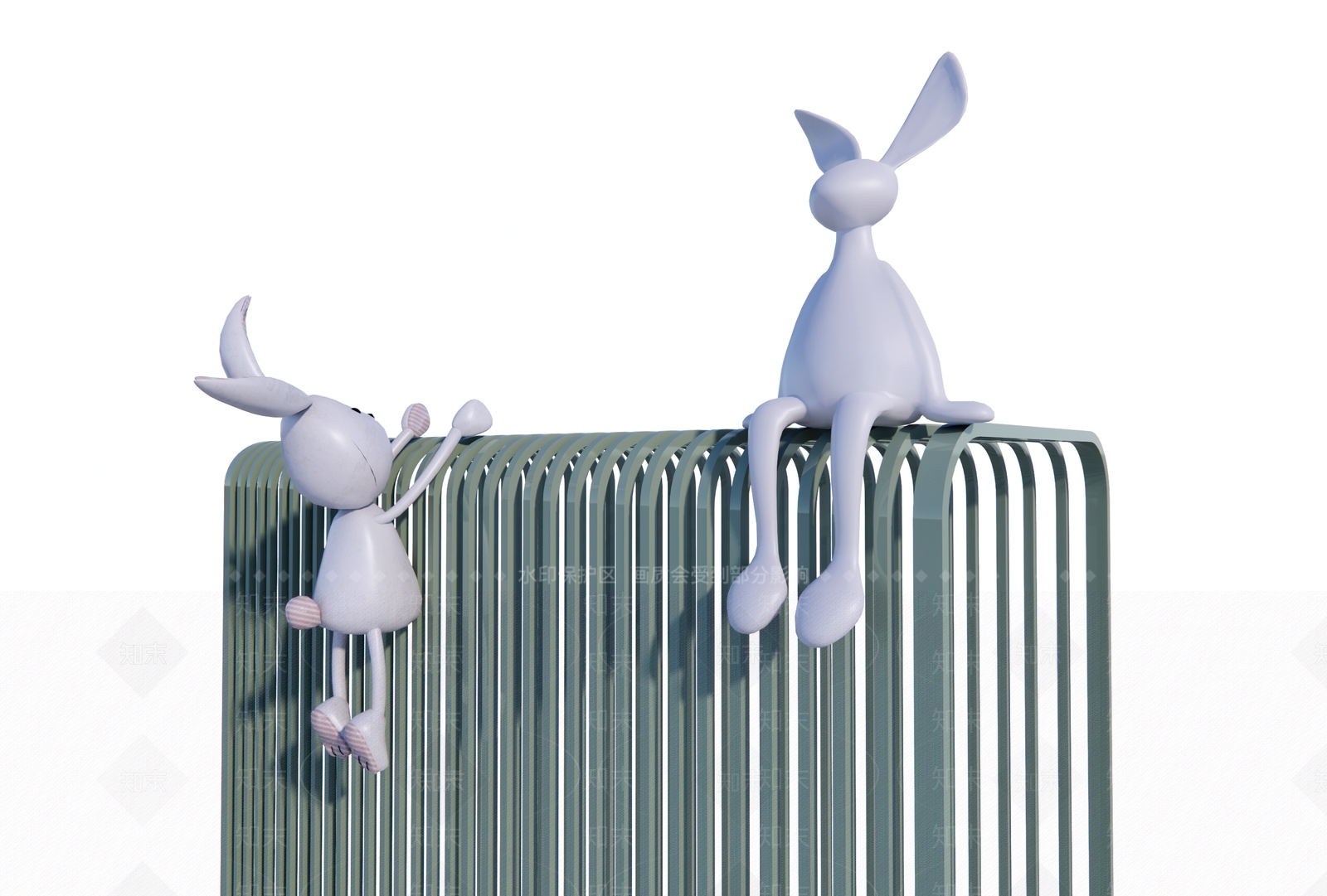 现代兔子主题雕塑SU模型下载【ID:1160077449】