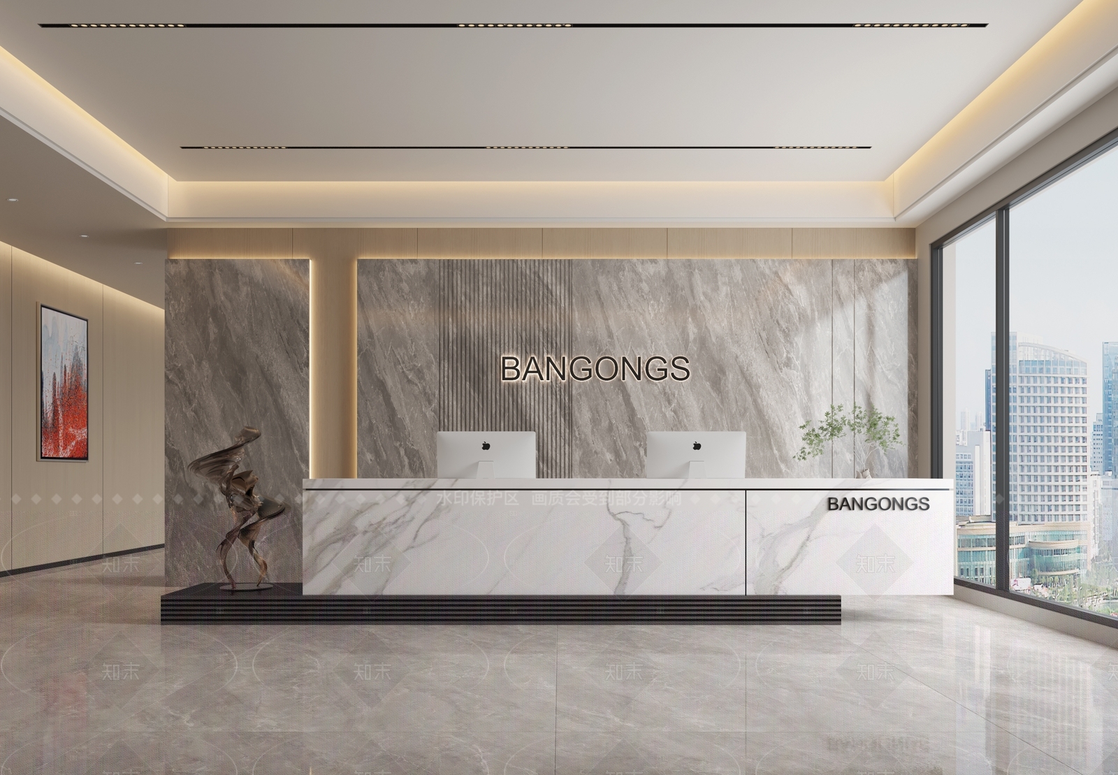 现代公司前台3D模型下载【ID:1160083841】