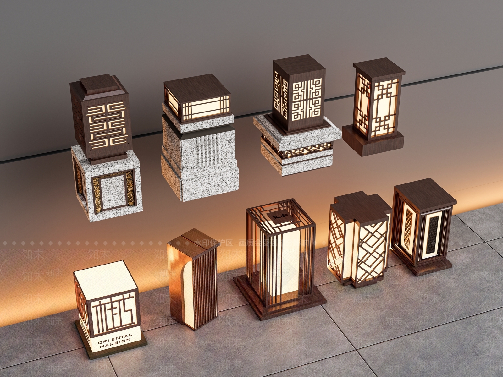 新中式灯具组合SU模型下载【ID:1160088067】