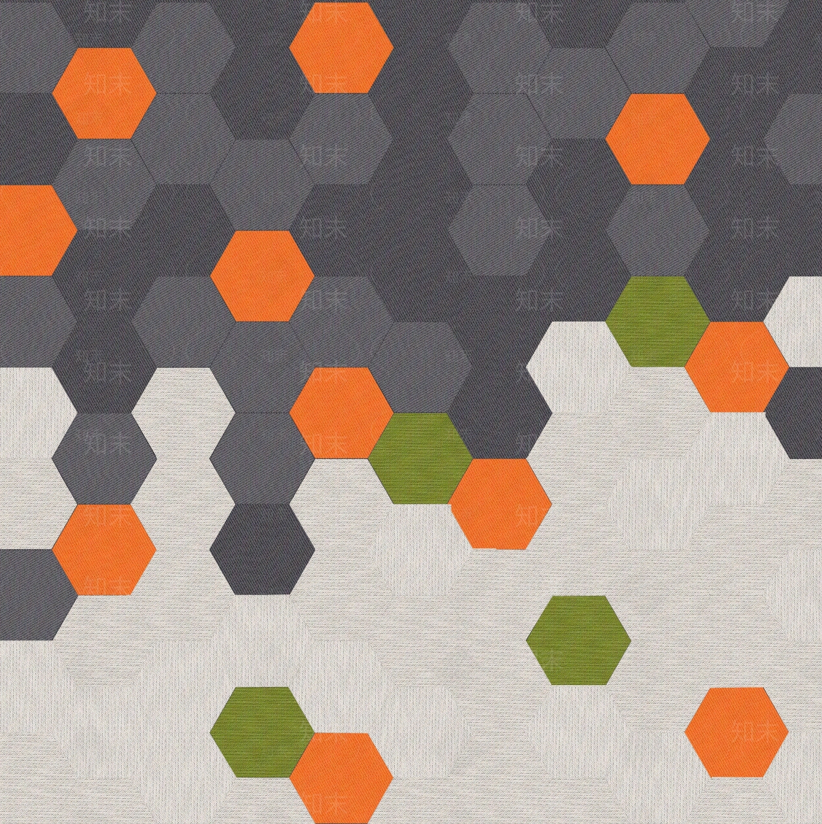 无缝灰橙绿六边形拼色地毯贴图下载【ID:1160091648】