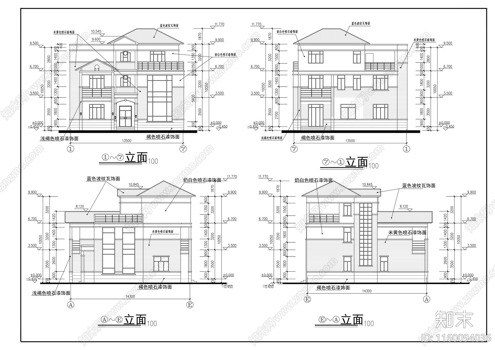 3层花园式独栋别墅建筑设施工图下载【ID:1160094036】