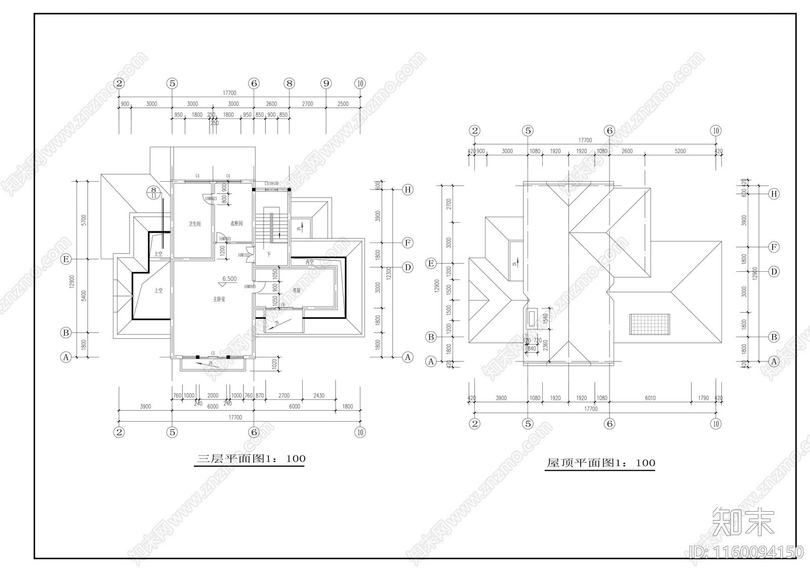 3层框混结构家庭别墅设cad施工图下载【ID:1160094150】