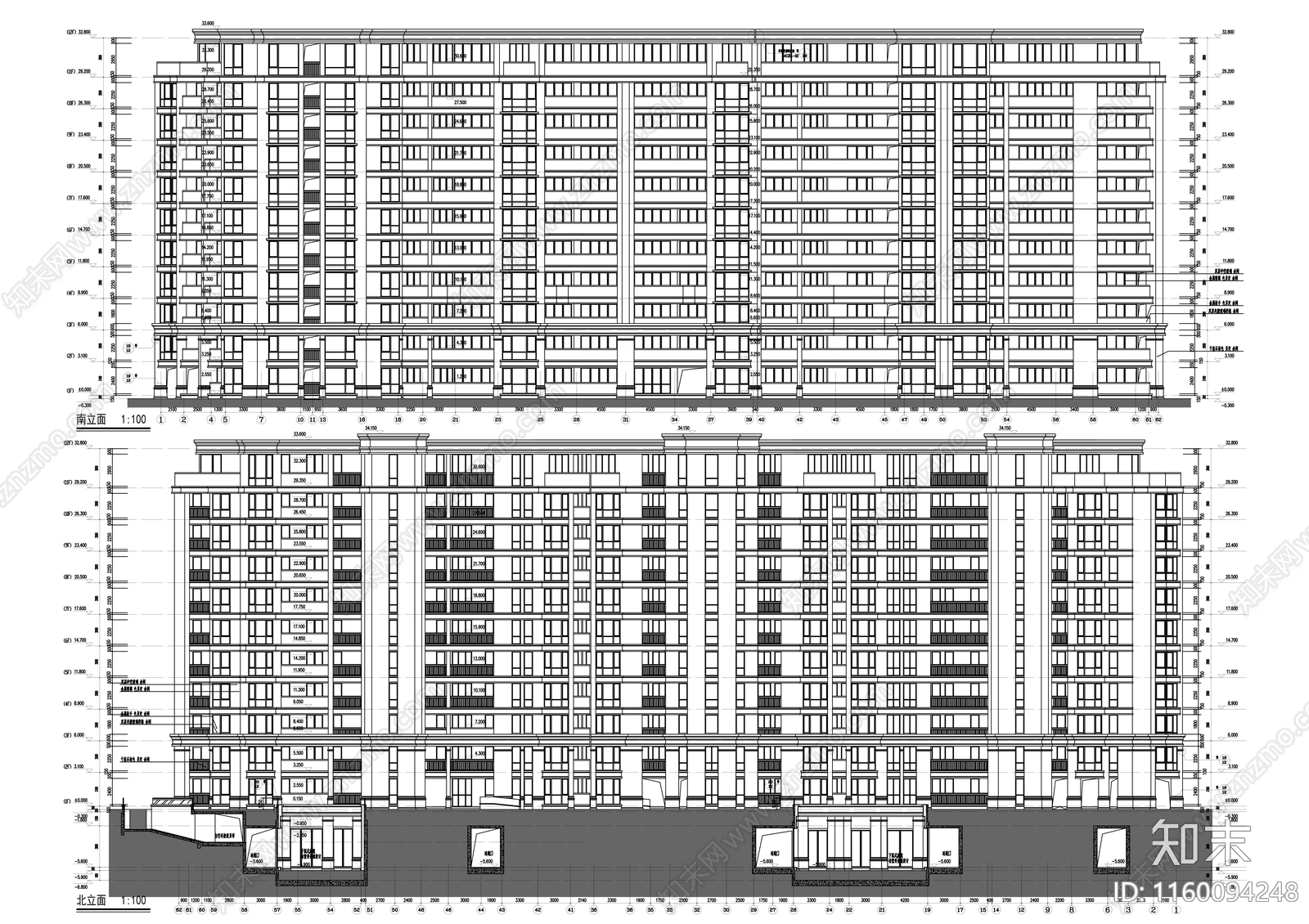 高档公寓小区住宅楼群cad施工图下载【ID:1160094248】