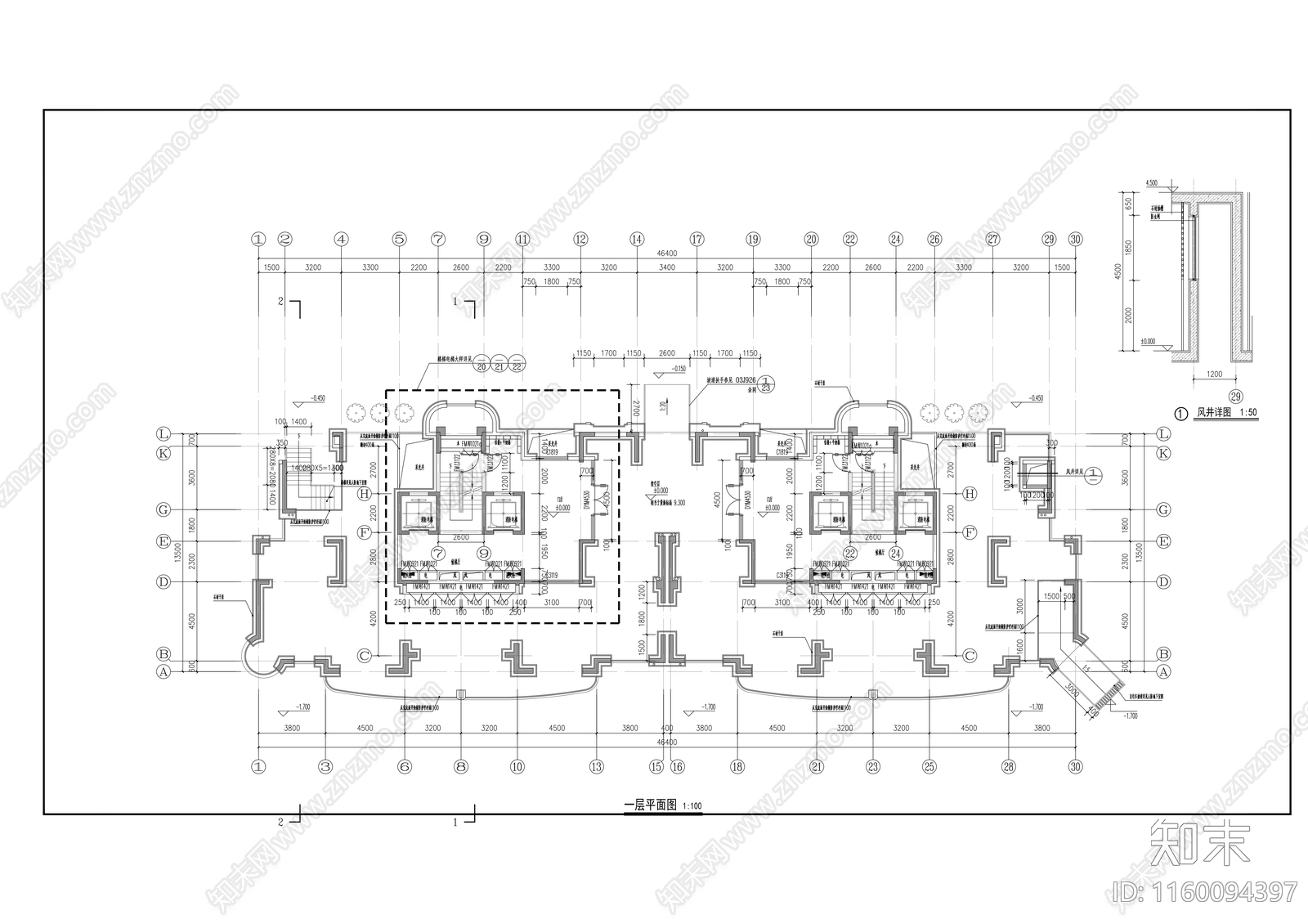 国际花园十八层板式住宅楼建cad施工图下载【ID:1160094397】