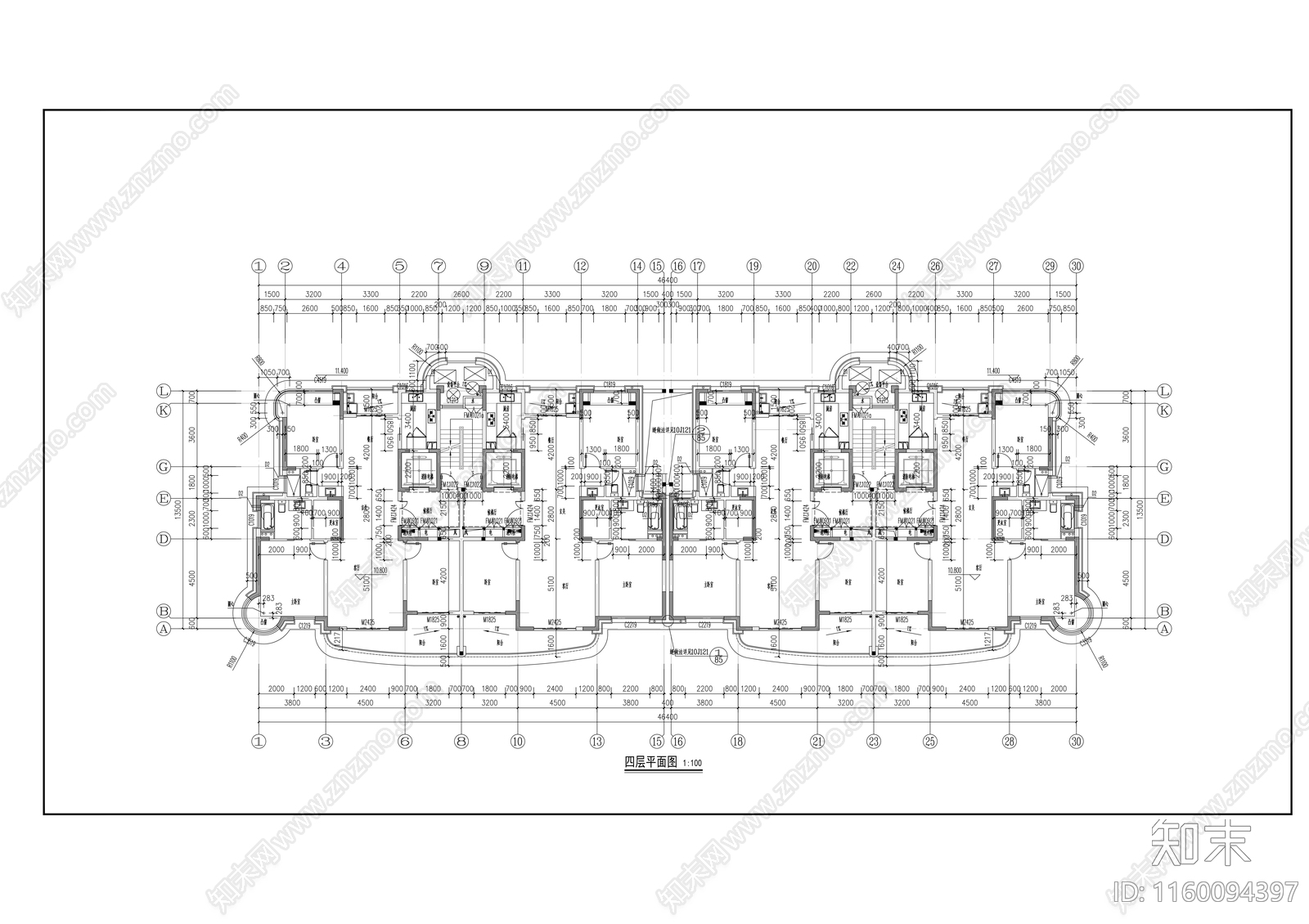 国际花园十八层板式住宅楼建cad施工图下载【ID:1160094397】