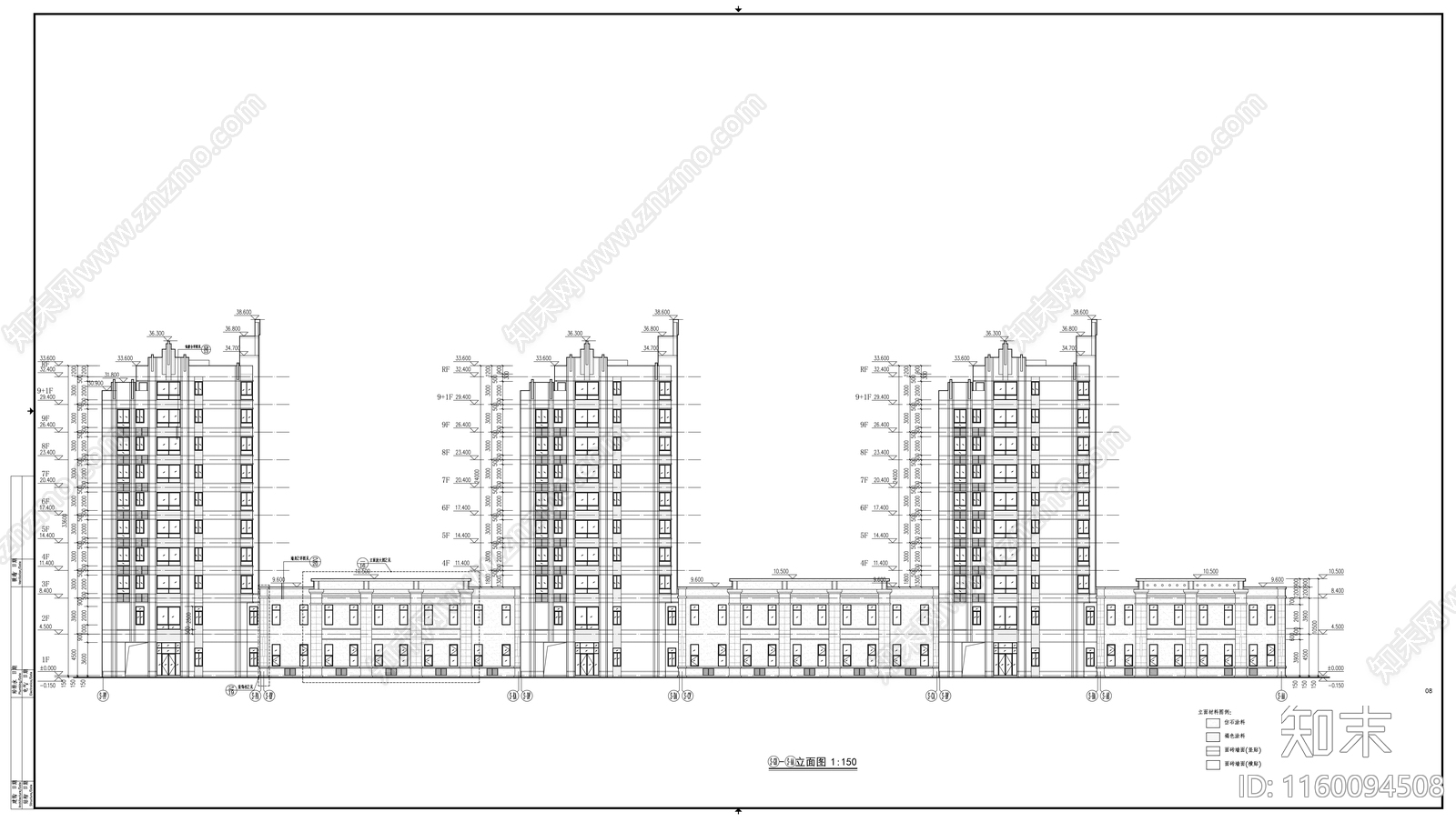 九层临街底商住宅楼扩初图cad施工图下载【ID:1160094508】