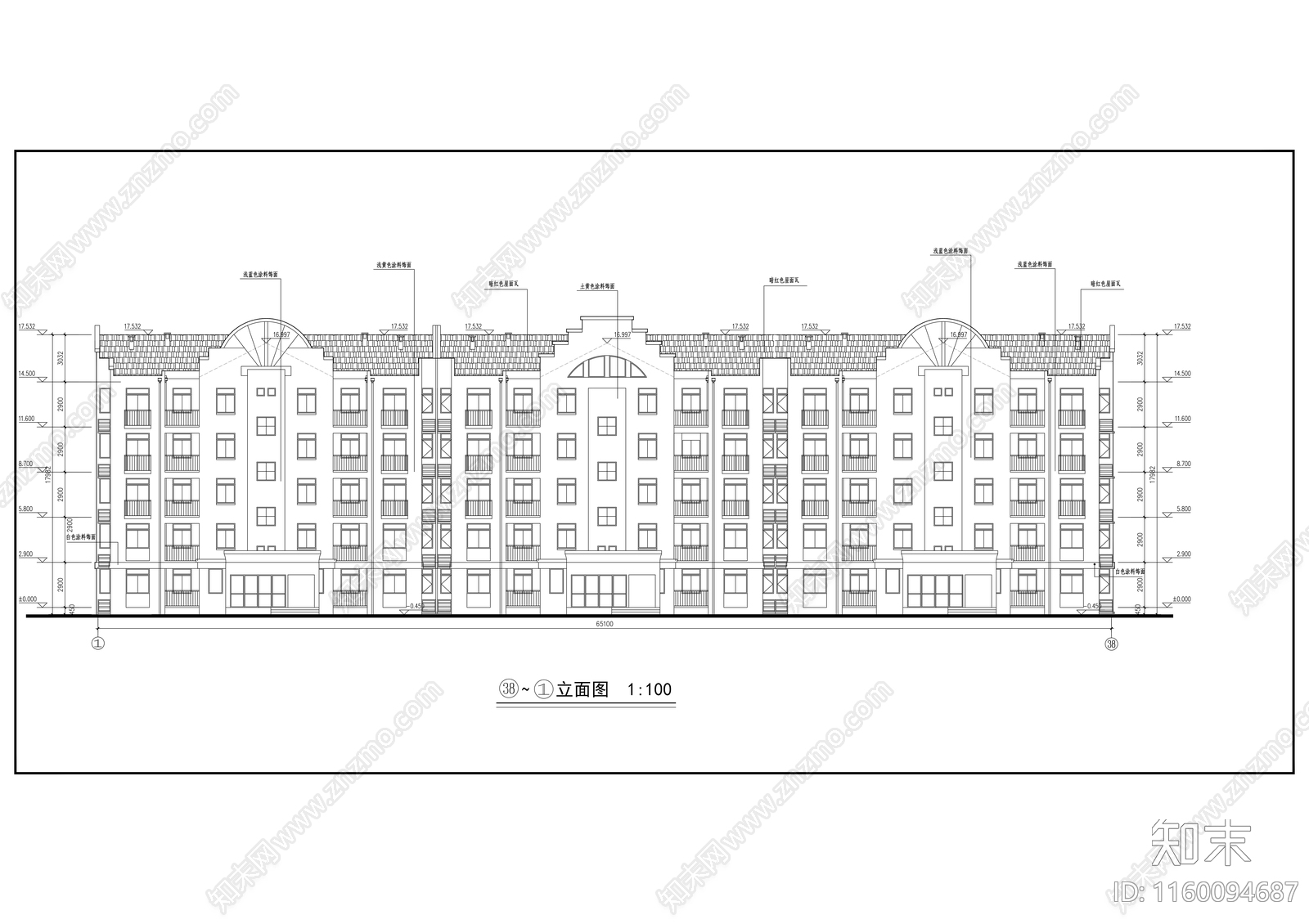 居民区五层住宅楼建cad施工图下载【ID:1160094687】