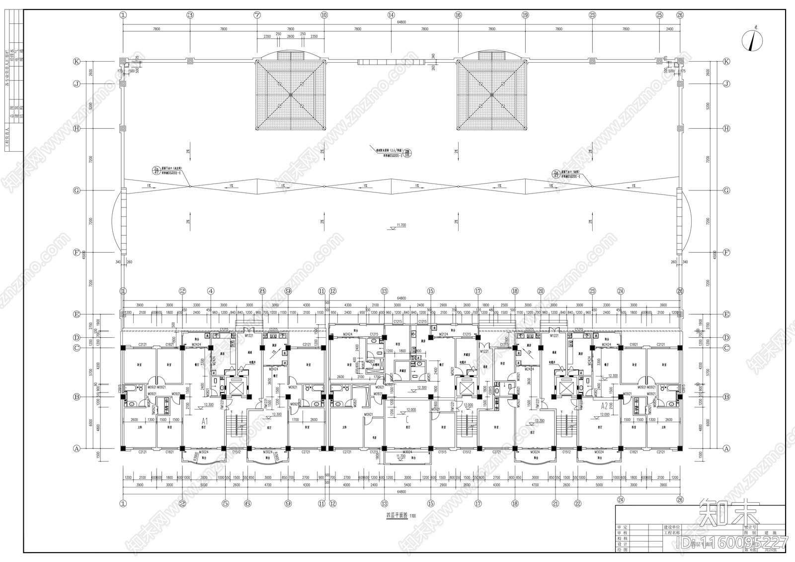 十二层商住楼建cad施工图下载【ID:1160095227】