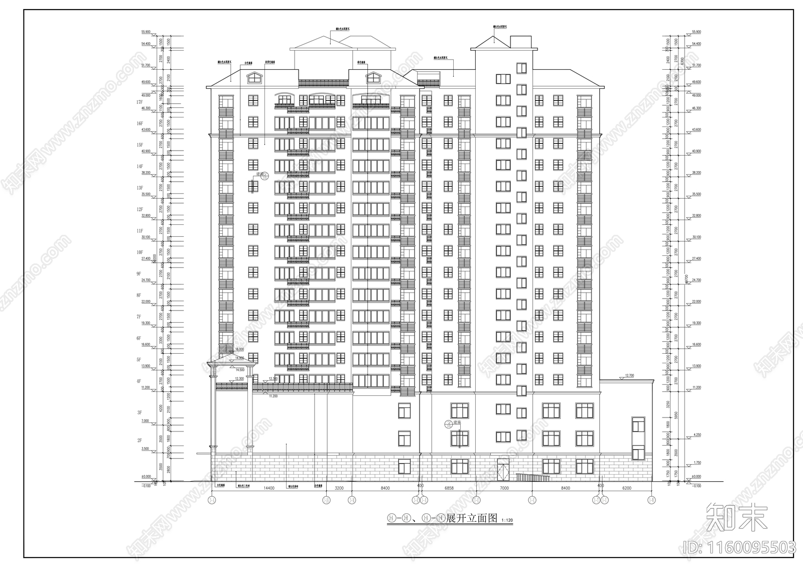 十七层综合楼建cad施工图下载【ID:1160095503】