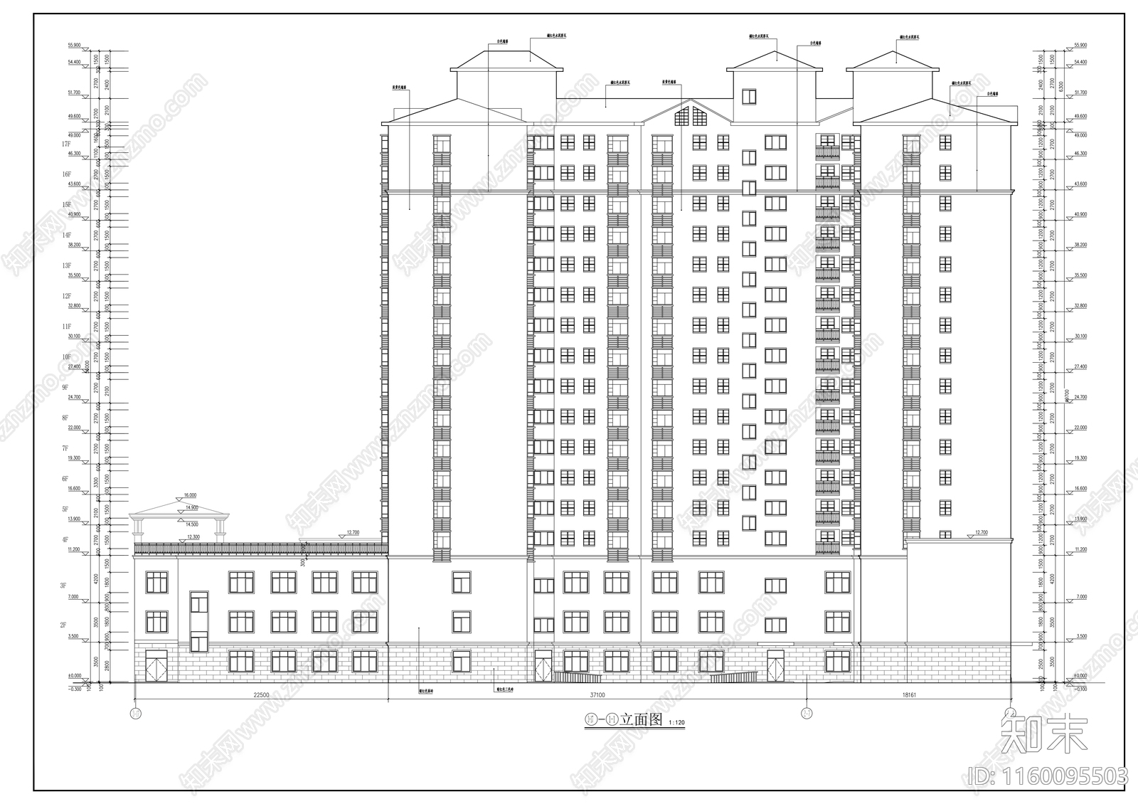 十七层综合楼建cad施工图下载【ID:1160095503】