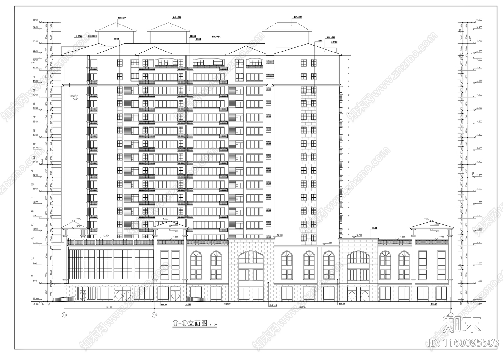 十七层综合楼建cad施工图下载【ID:1160095503】