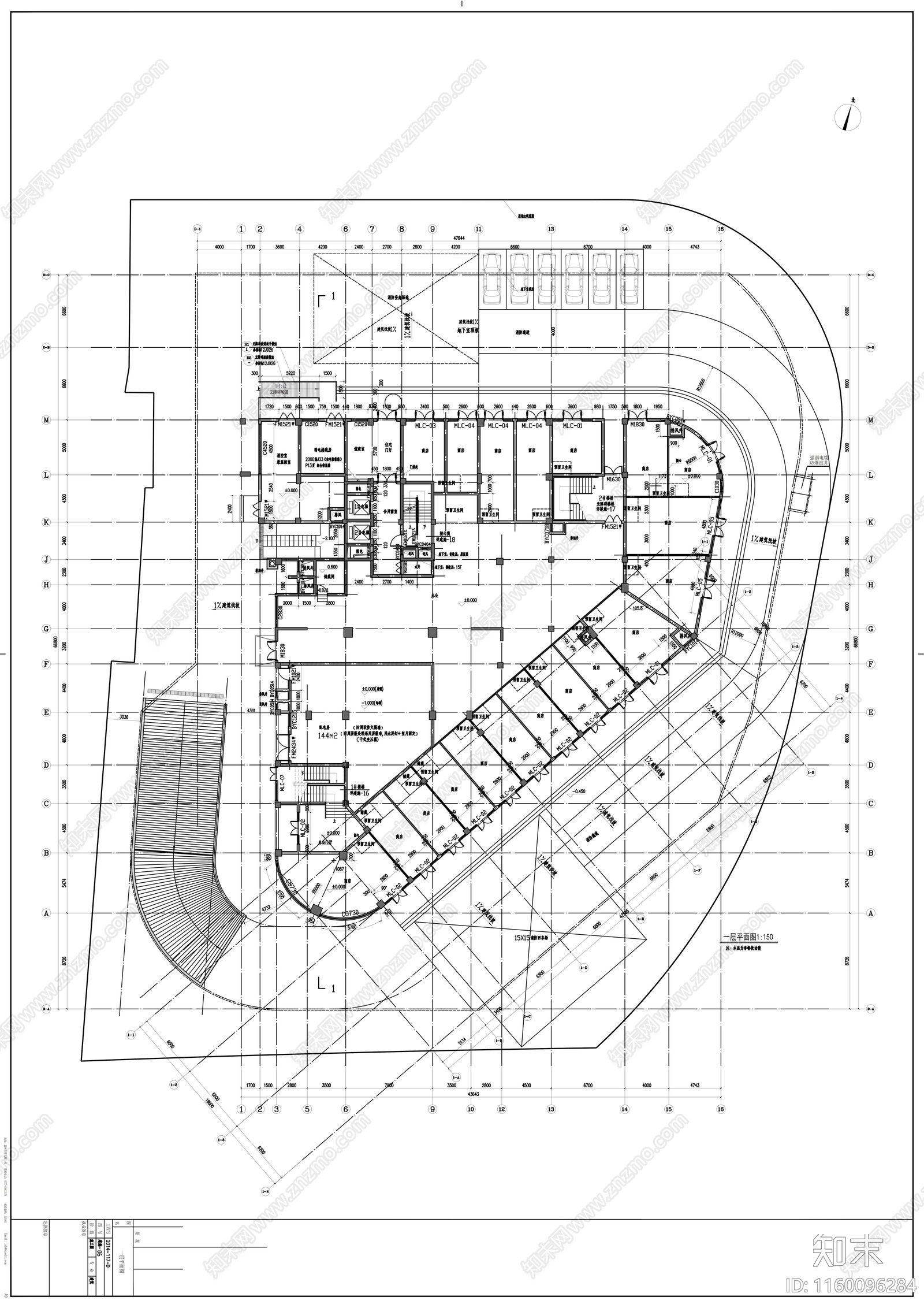 十五层现代风格住宅拆迁安置cad施工图下载【ID:1160096284】