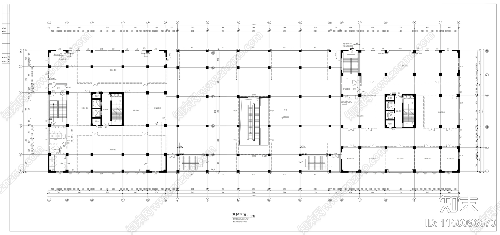 时代广场十八层商住楼建cad施工图下载【ID:1160096670】