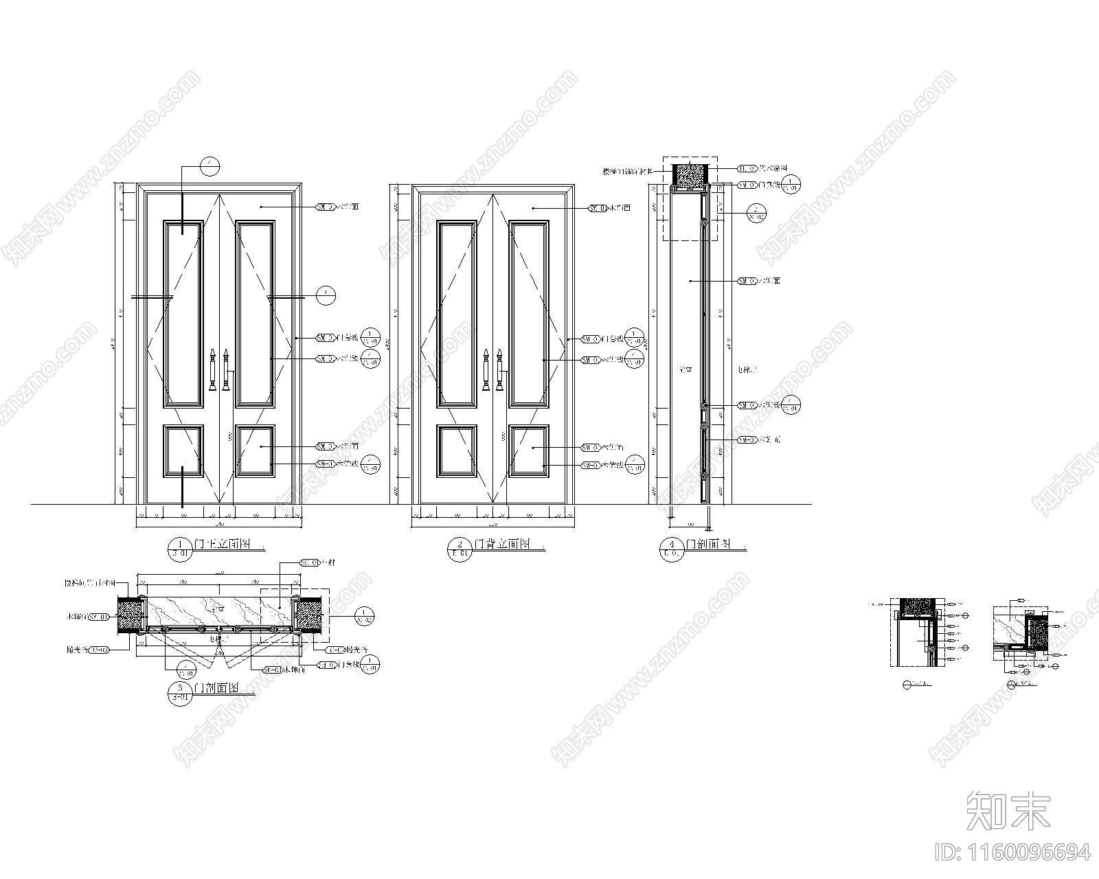 入户双门大样图cad施工图下载【ID:1160096694】