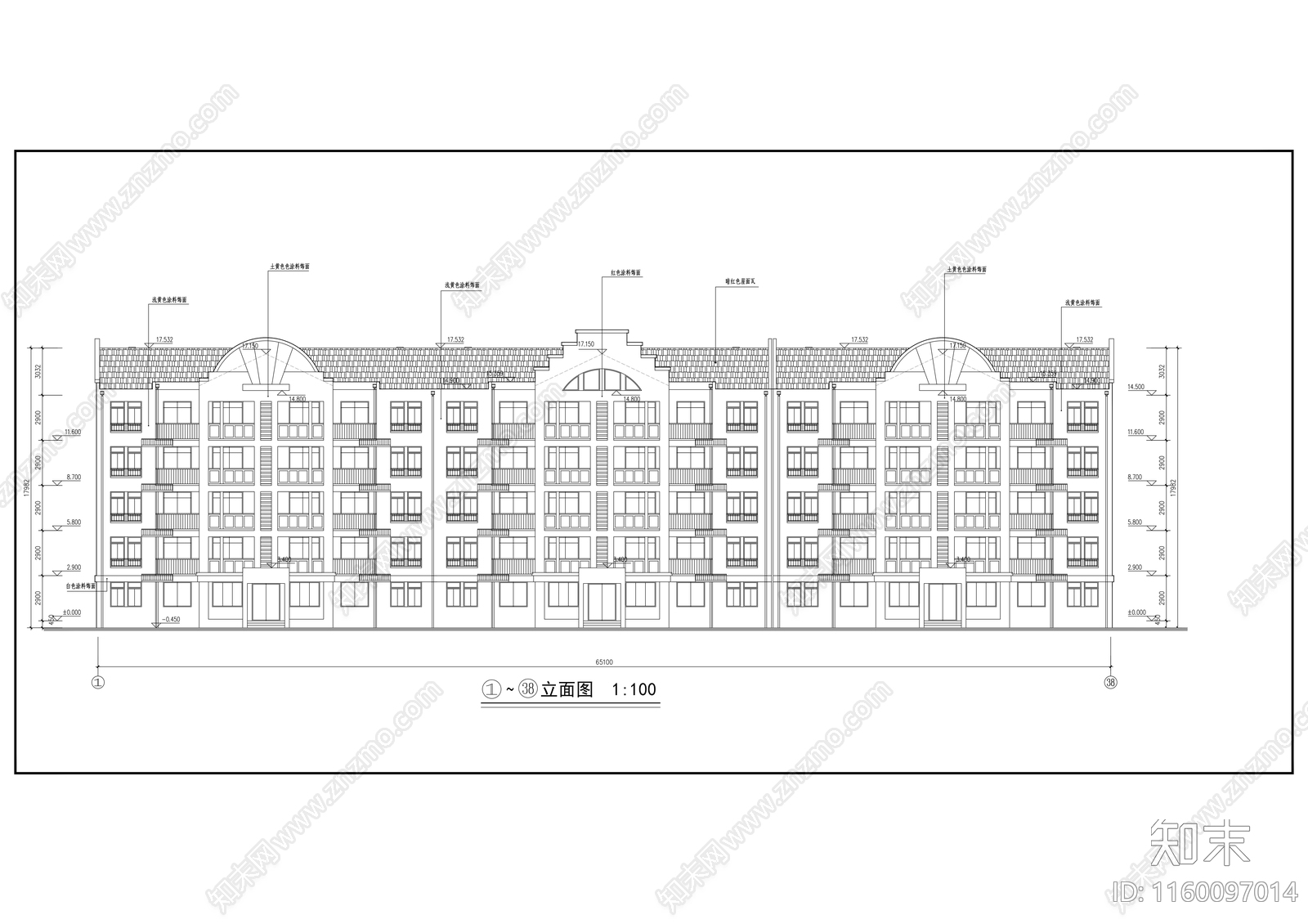 五层沿街综合楼建cad施工图下载【ID:1160097014】