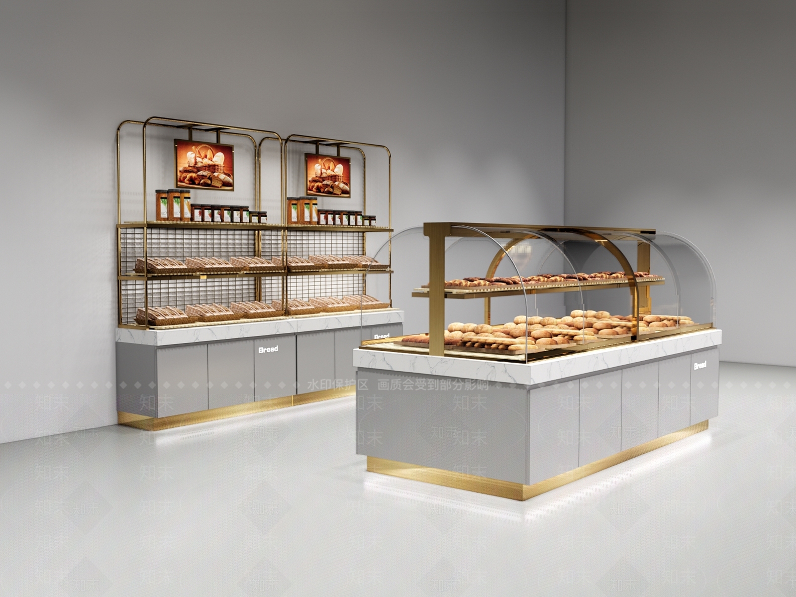 现代超市面包烘焙架SU模型下载【ID:1160099750】