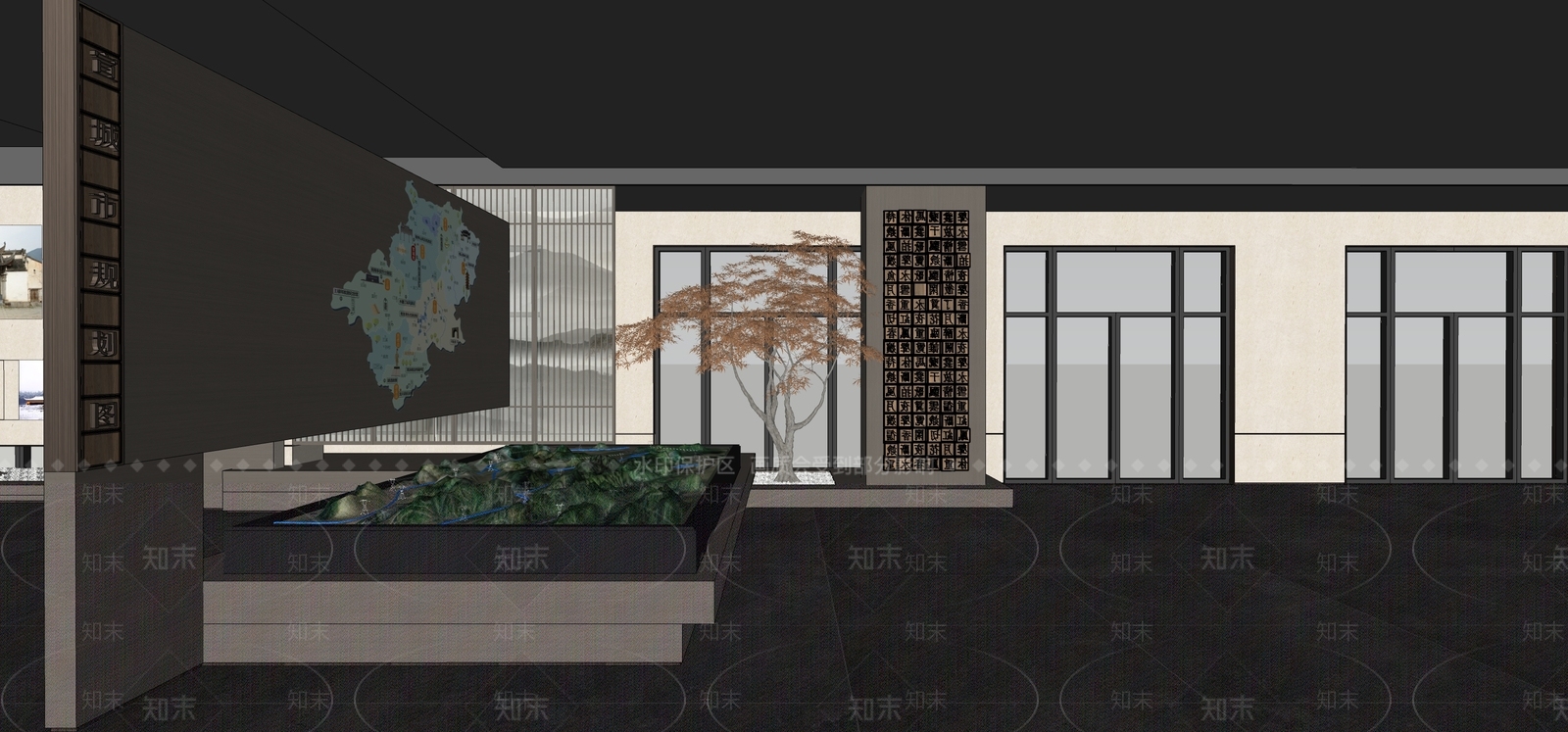 现代风格展厅SU模型下载【ID:1160193730】