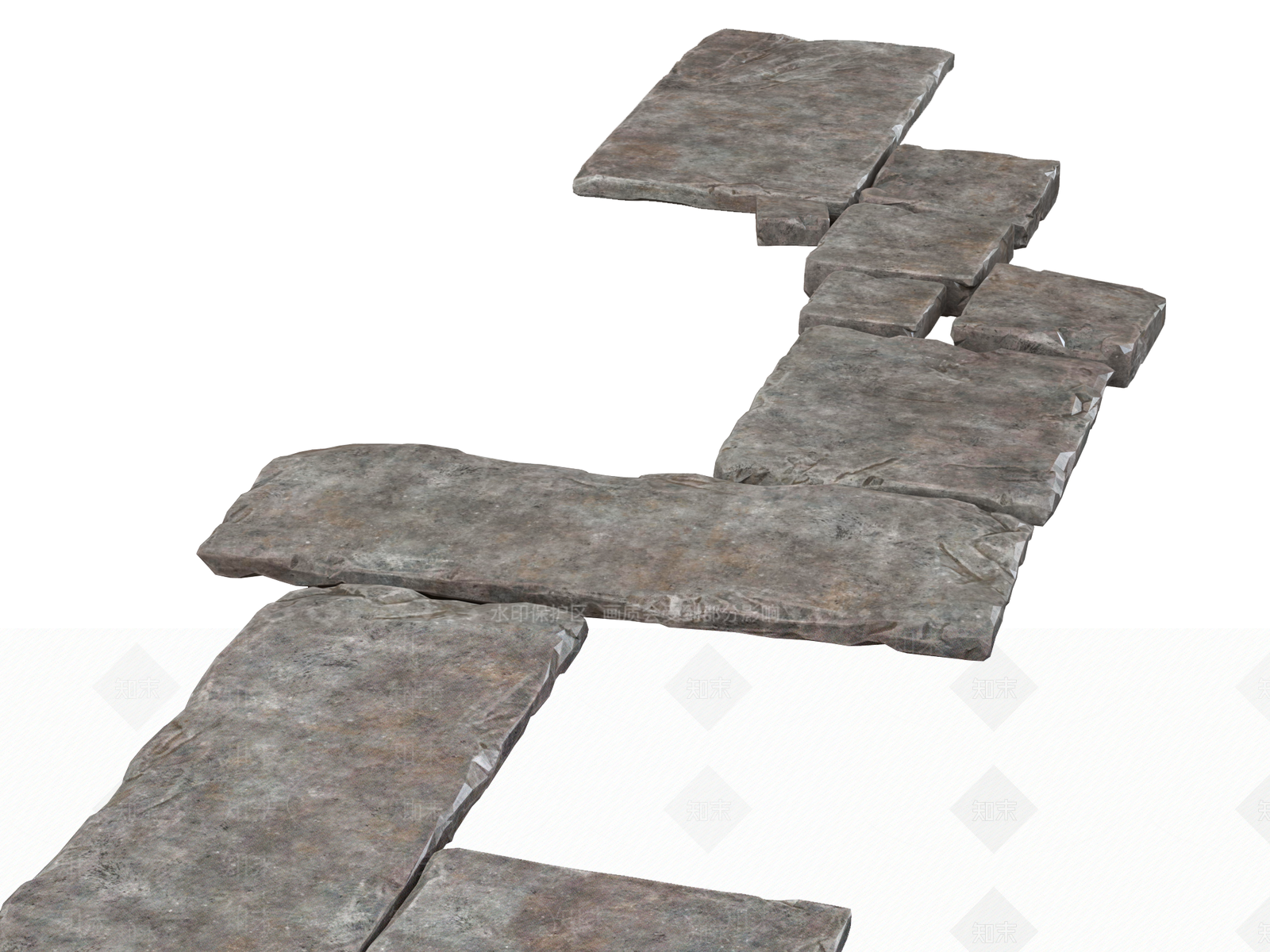 中式青石板景观汀步3D模型下载【ID:1160099606】