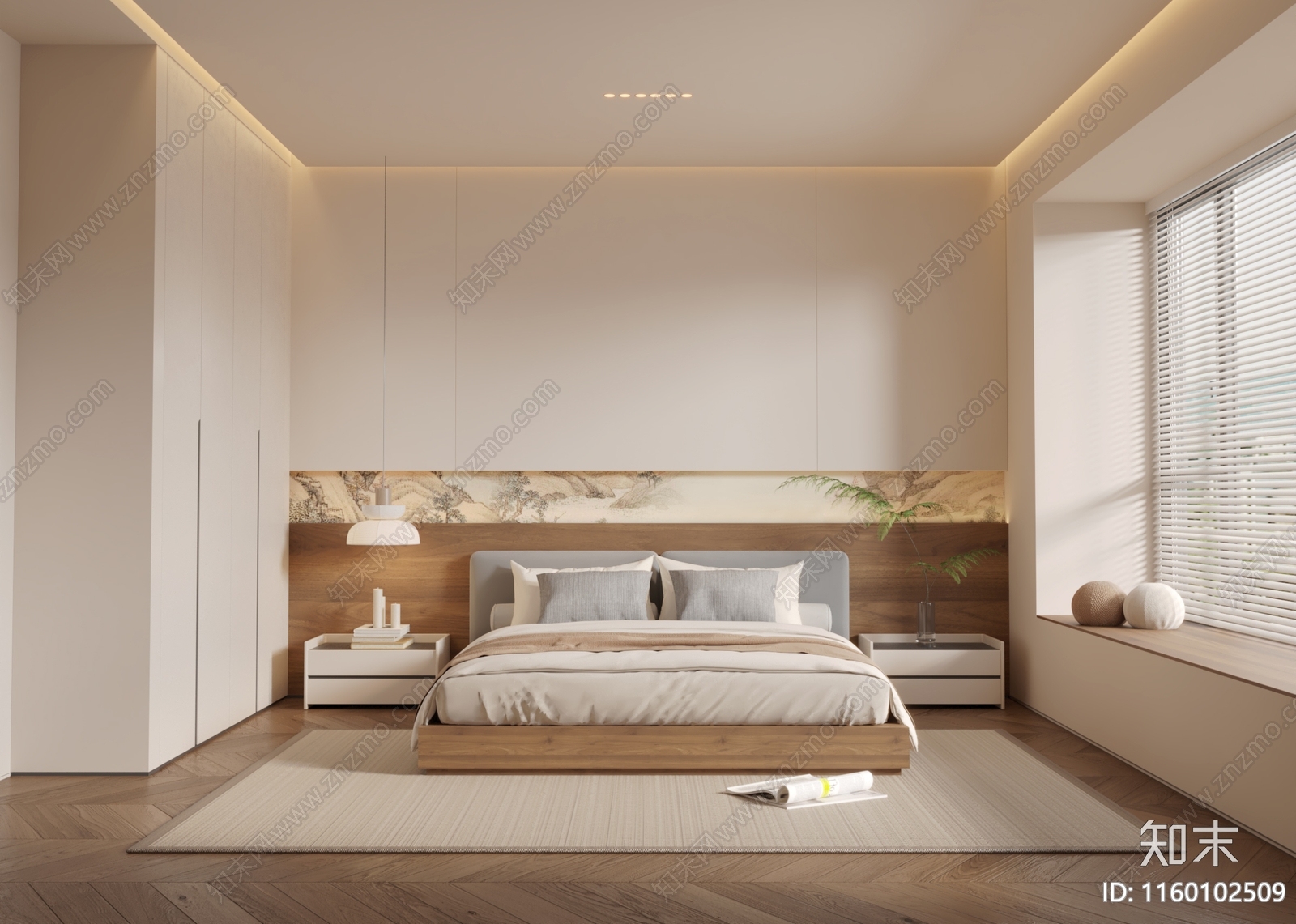 新中式卧室3D模型下载【ID:1160102509】