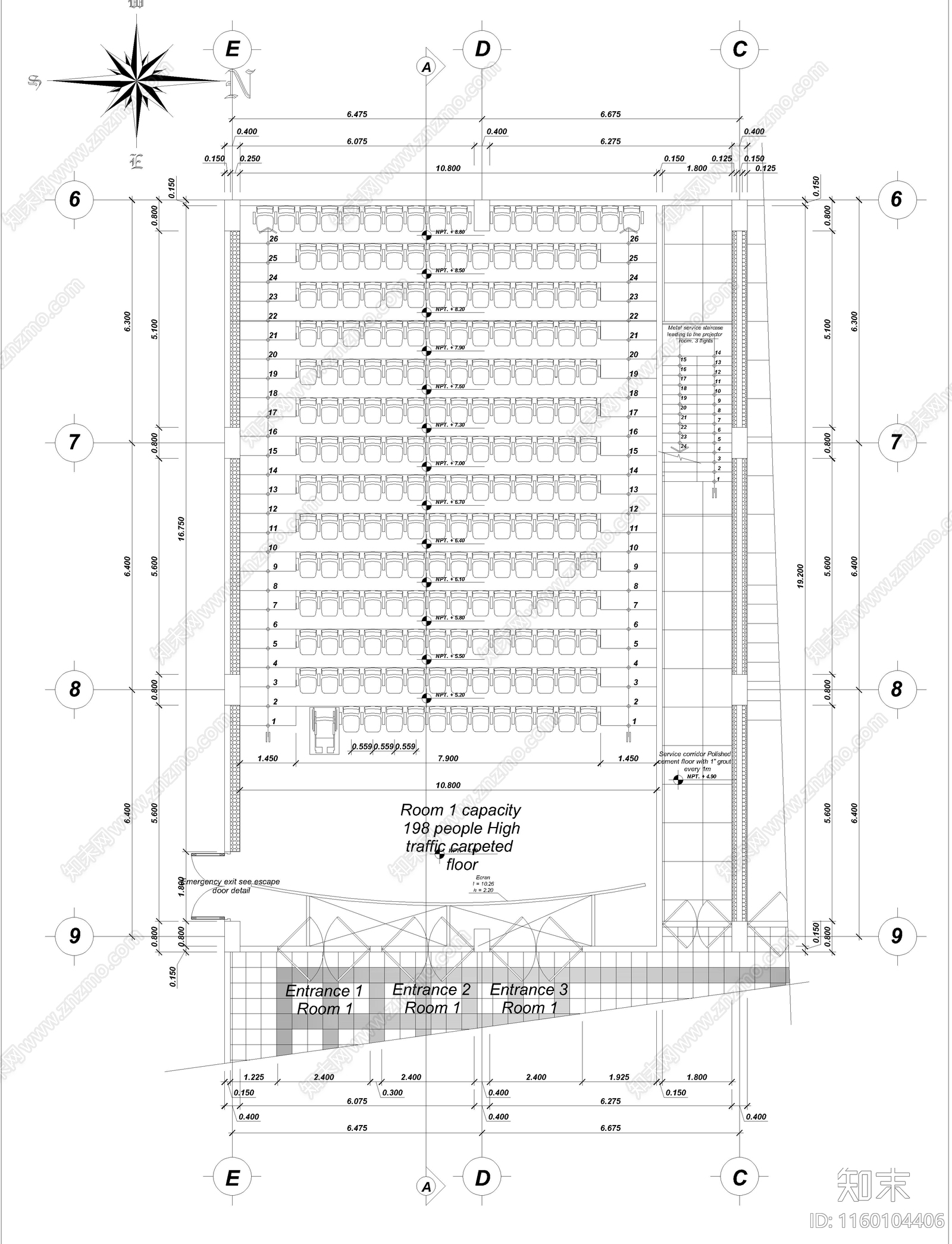 电影院图纸cad施工图下载【ID:1160104406】