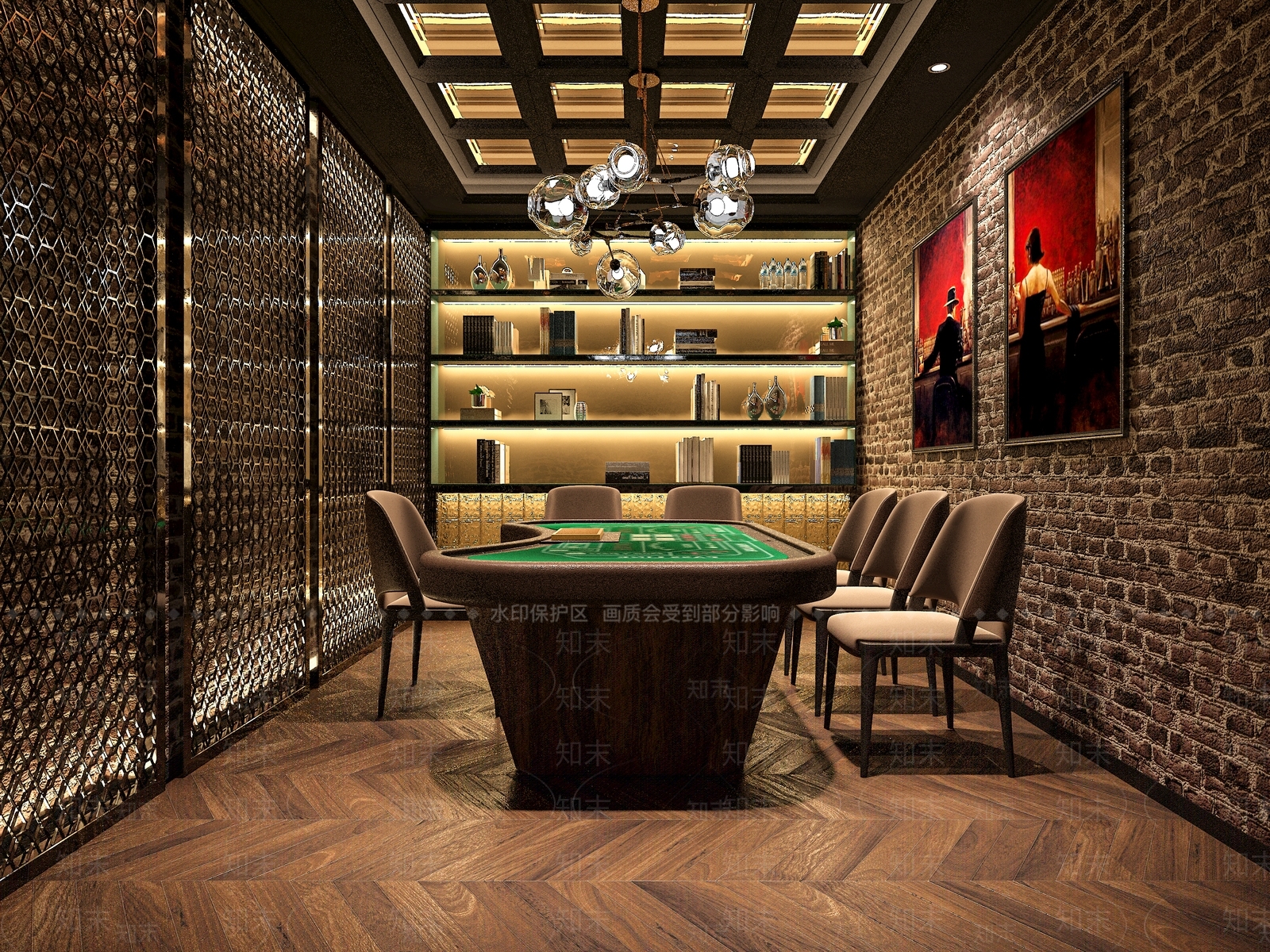 工业风德州扑克室3D模型下载【ID:1160105493】