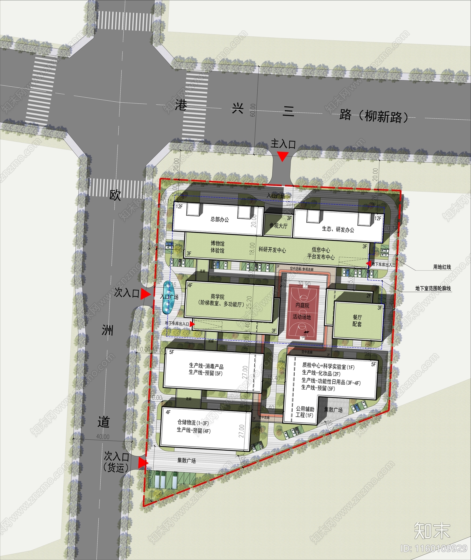 现代风格产业园效果cad施工图下载【ID:1160109929】