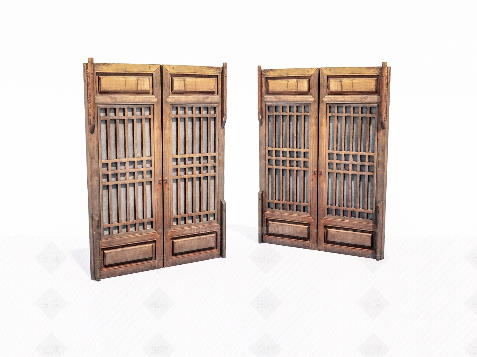 中式旧木门3D模型下载【ID:1160113923】