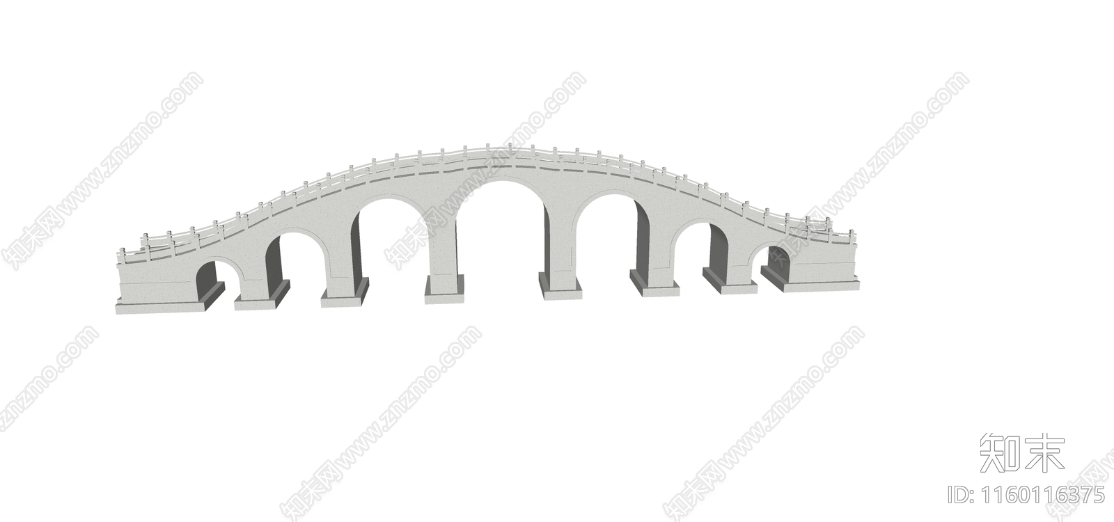现代中式拱形石桥SU模型下载【ID:1160116375】