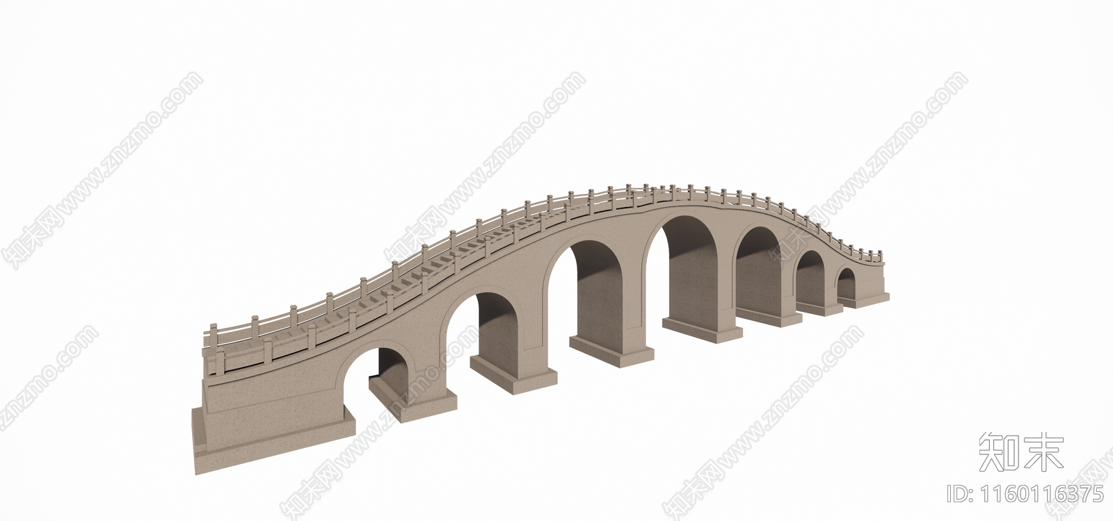现代中式拱形石桥SU模型下载【ID:1160116375】