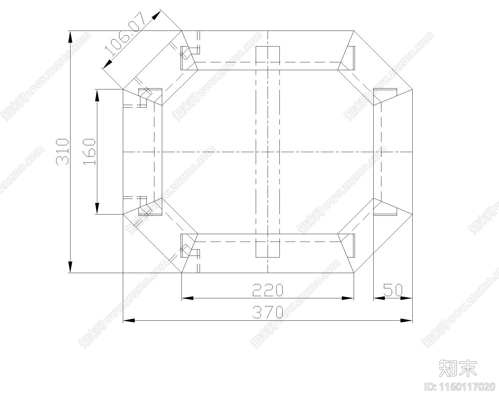 红木兽面纹八角凳cad施工图下载【ID:1160117020】