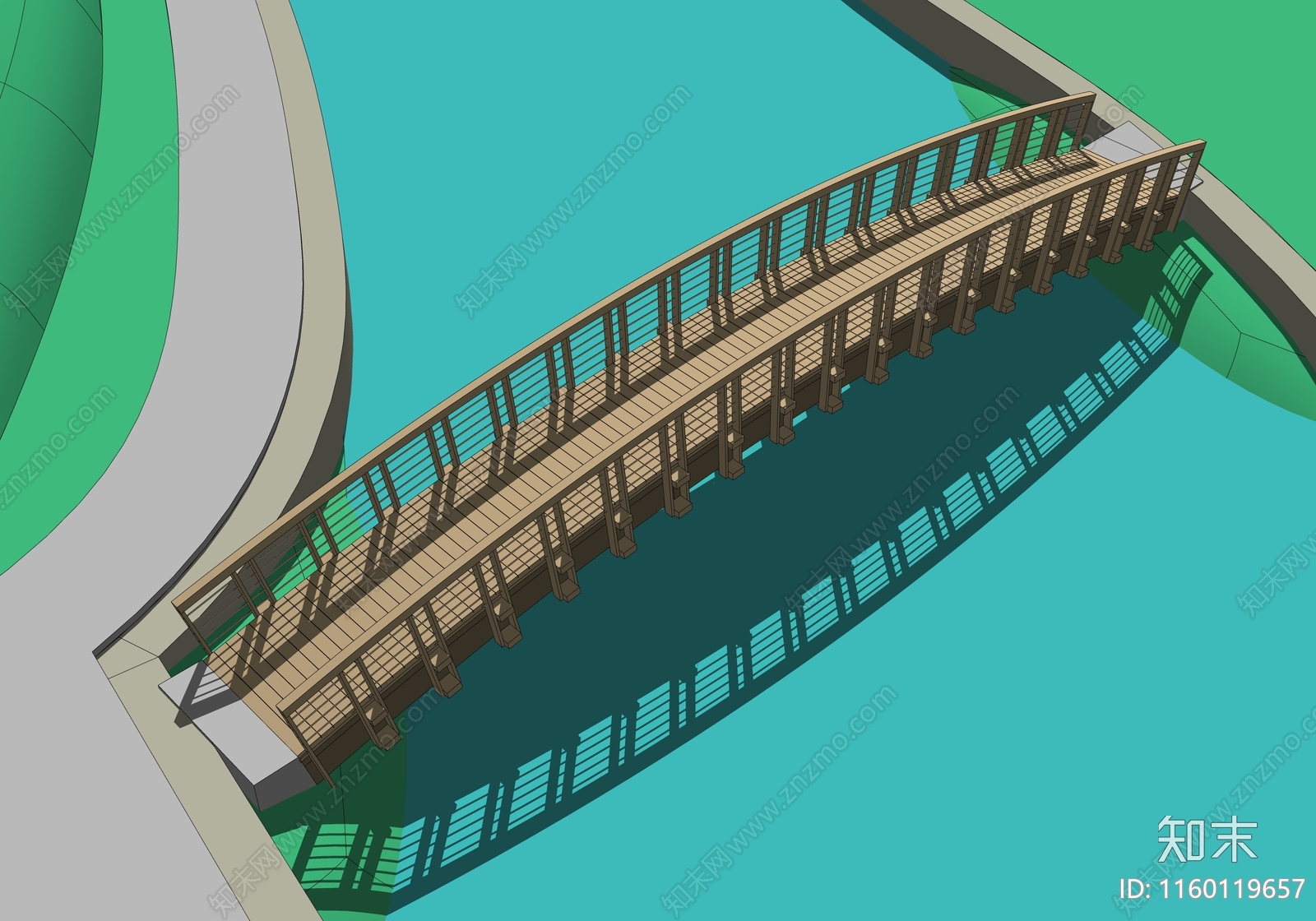 现代木拱桥SU模型下载【ID:1160119657】