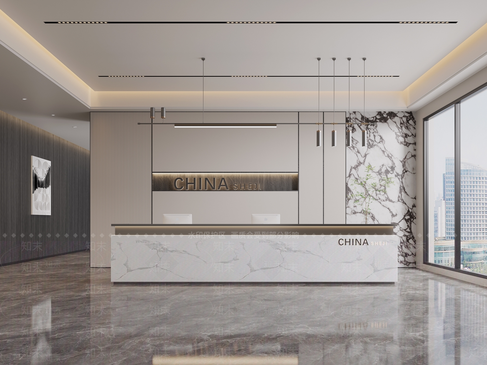 现代公司前台3D模型下载【ID:1160120206】