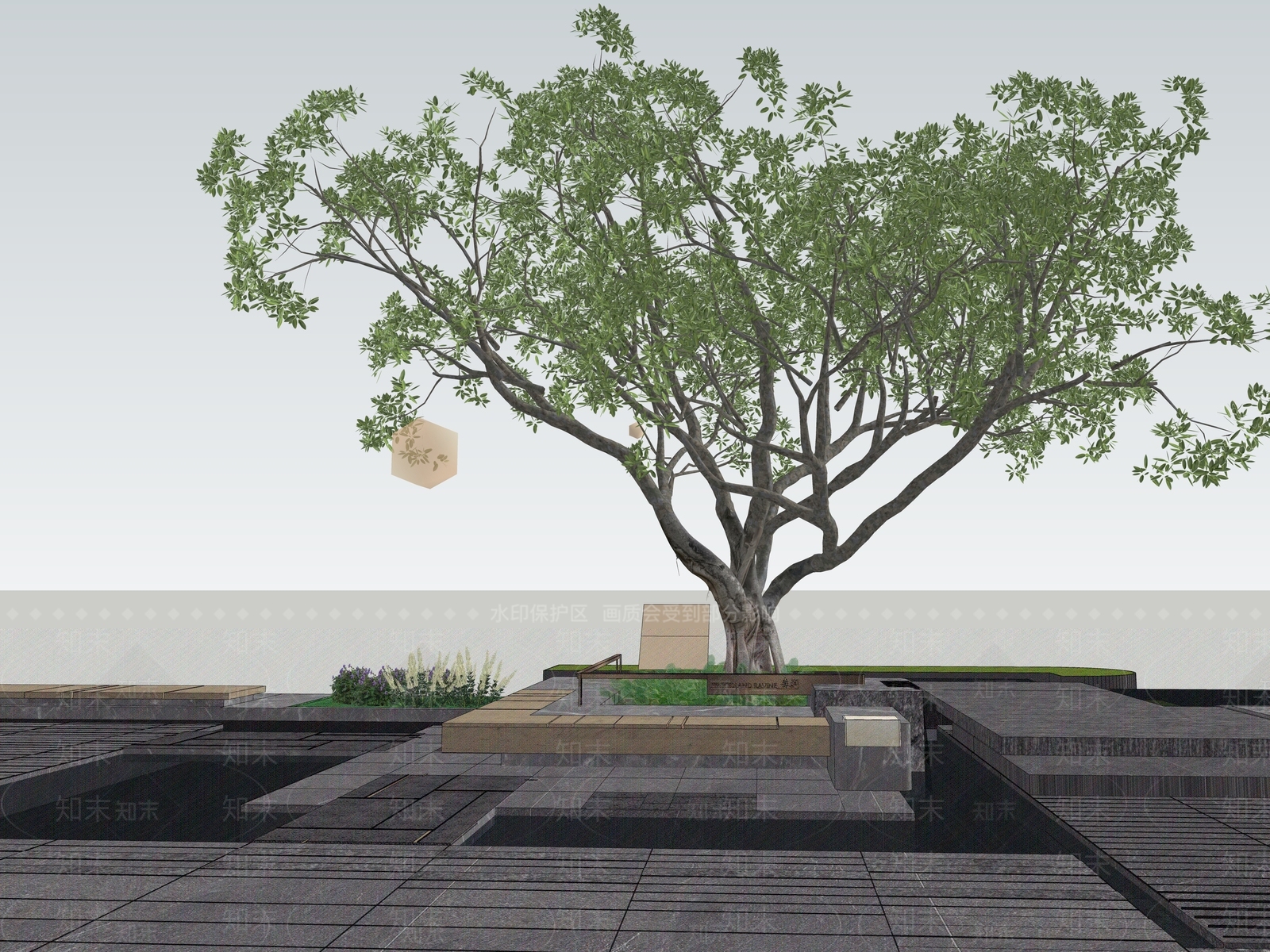 景观大树高级场景SU模型下载【ID:1160121332】