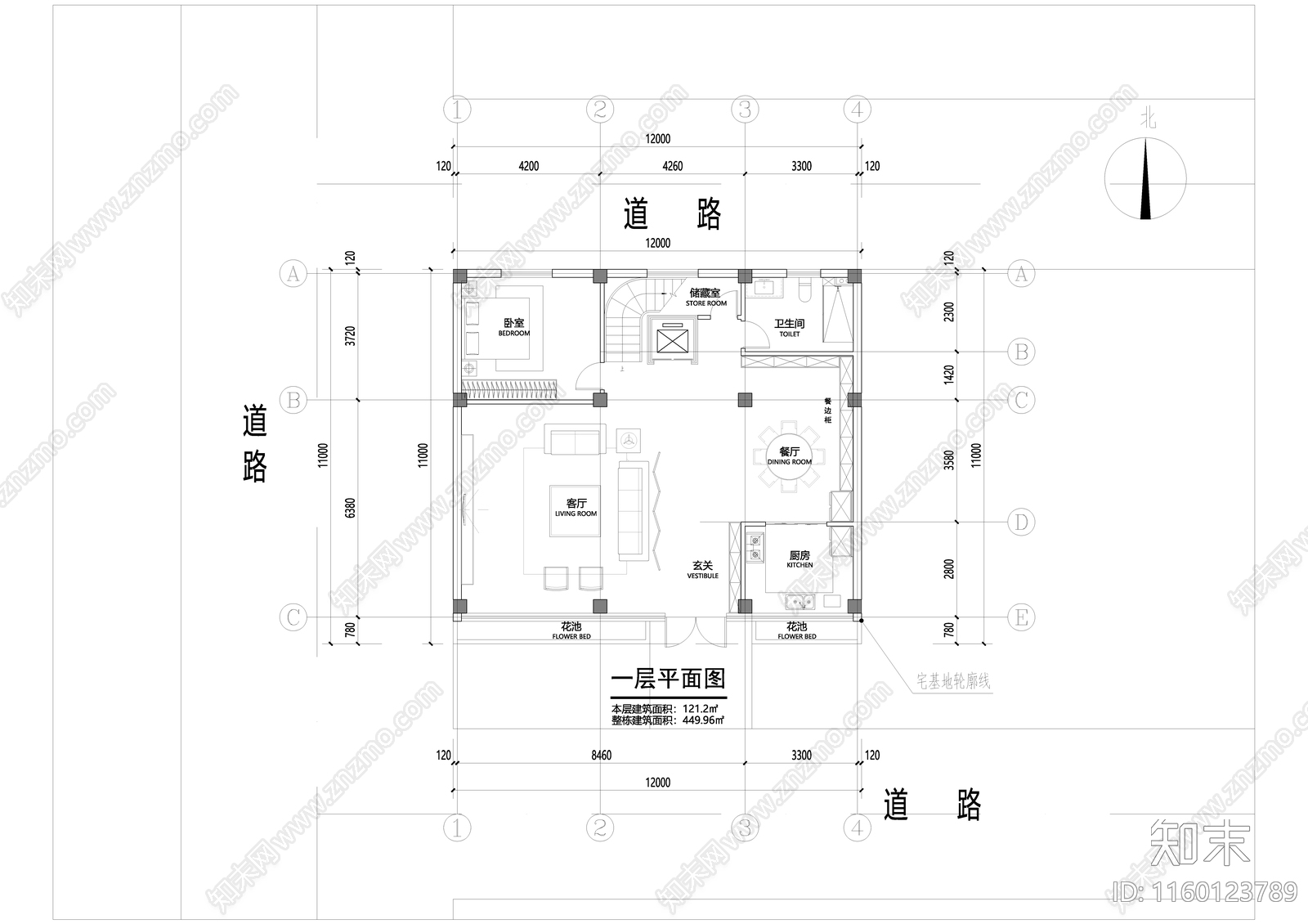 现代别墅平面图cad施工图下载【ID:1160123789】