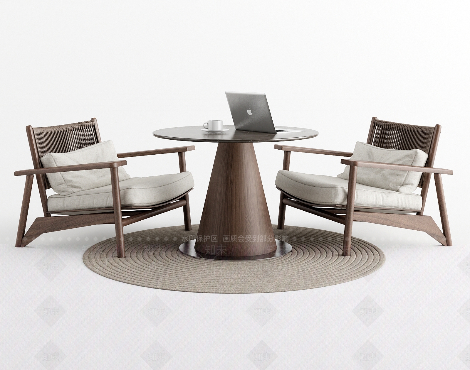 新中式休闲桌椅组合3D模型下载【ID:1160124176】