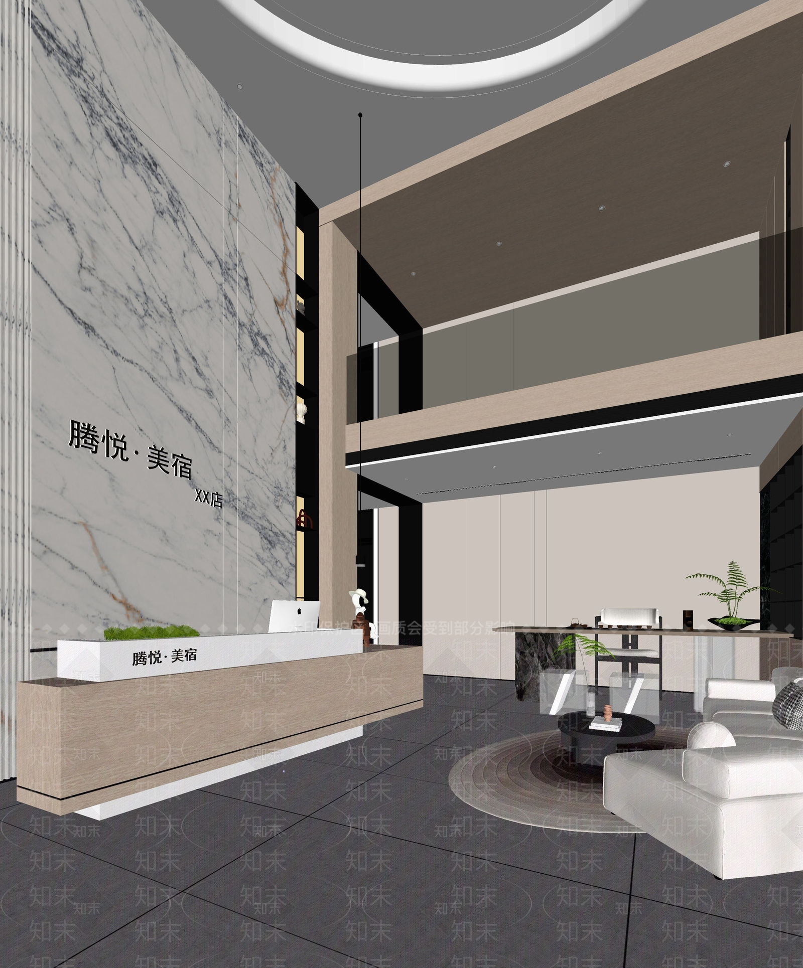 现代酒店大堂SU模型下载【ID:1160126242】