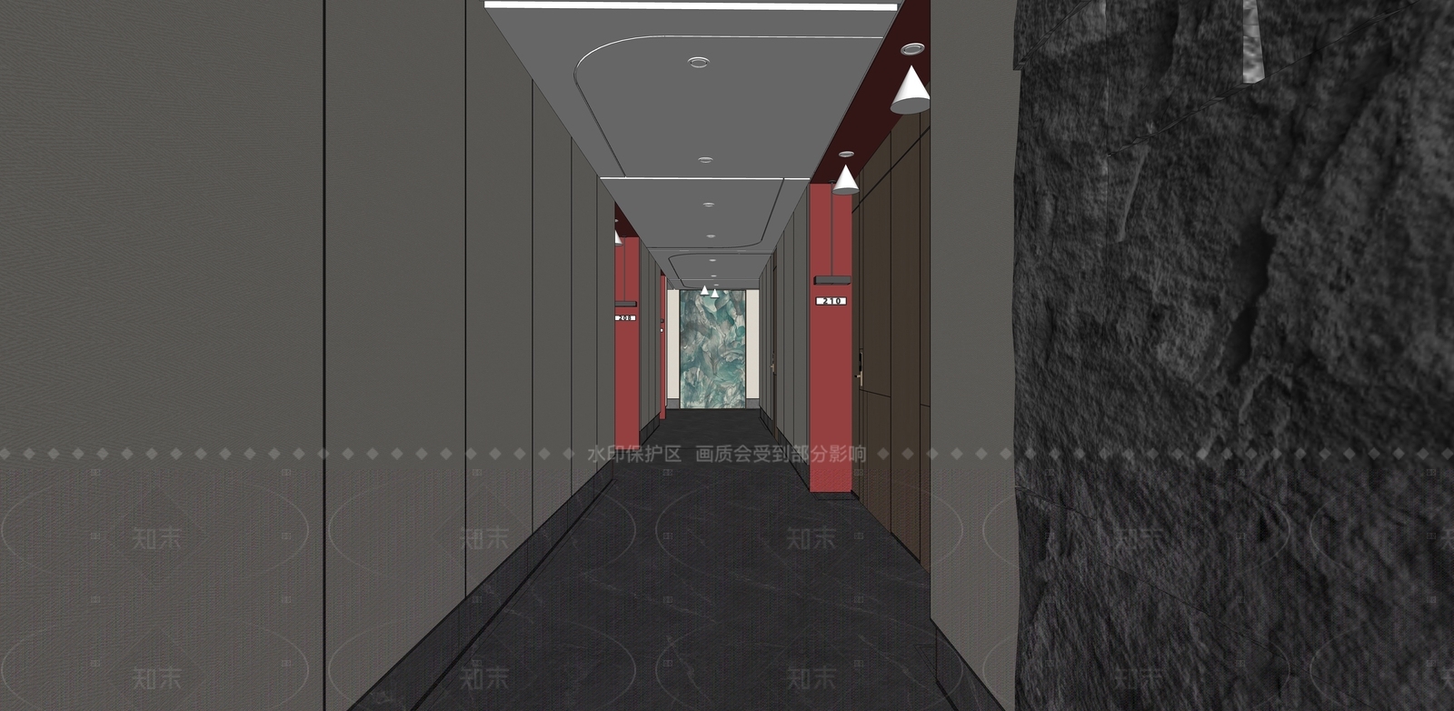 酒店走廊SU模型下载【ID:1160136723】