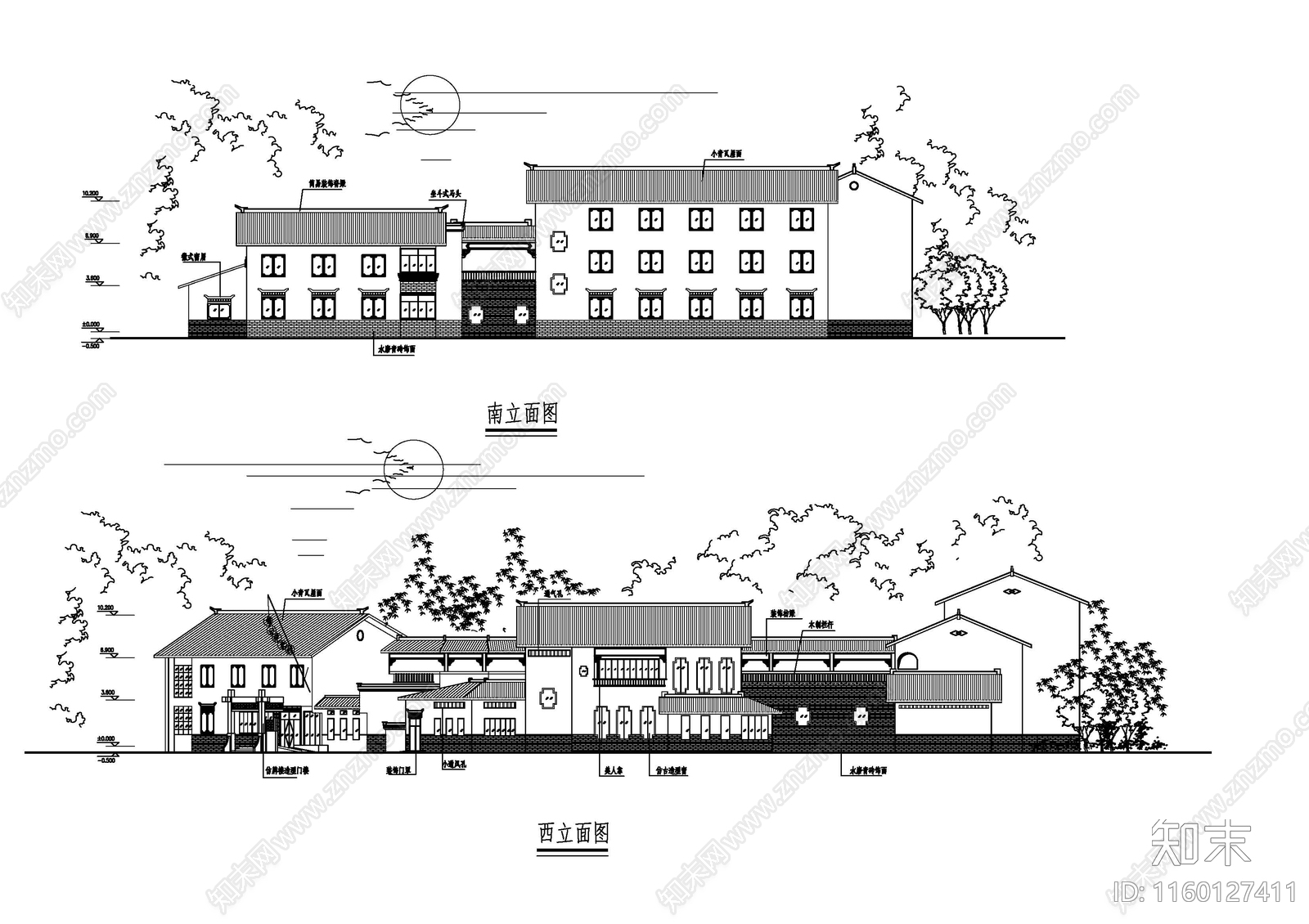 徽派建筑风格立面20041cad施工图下载【ID:1160127411】