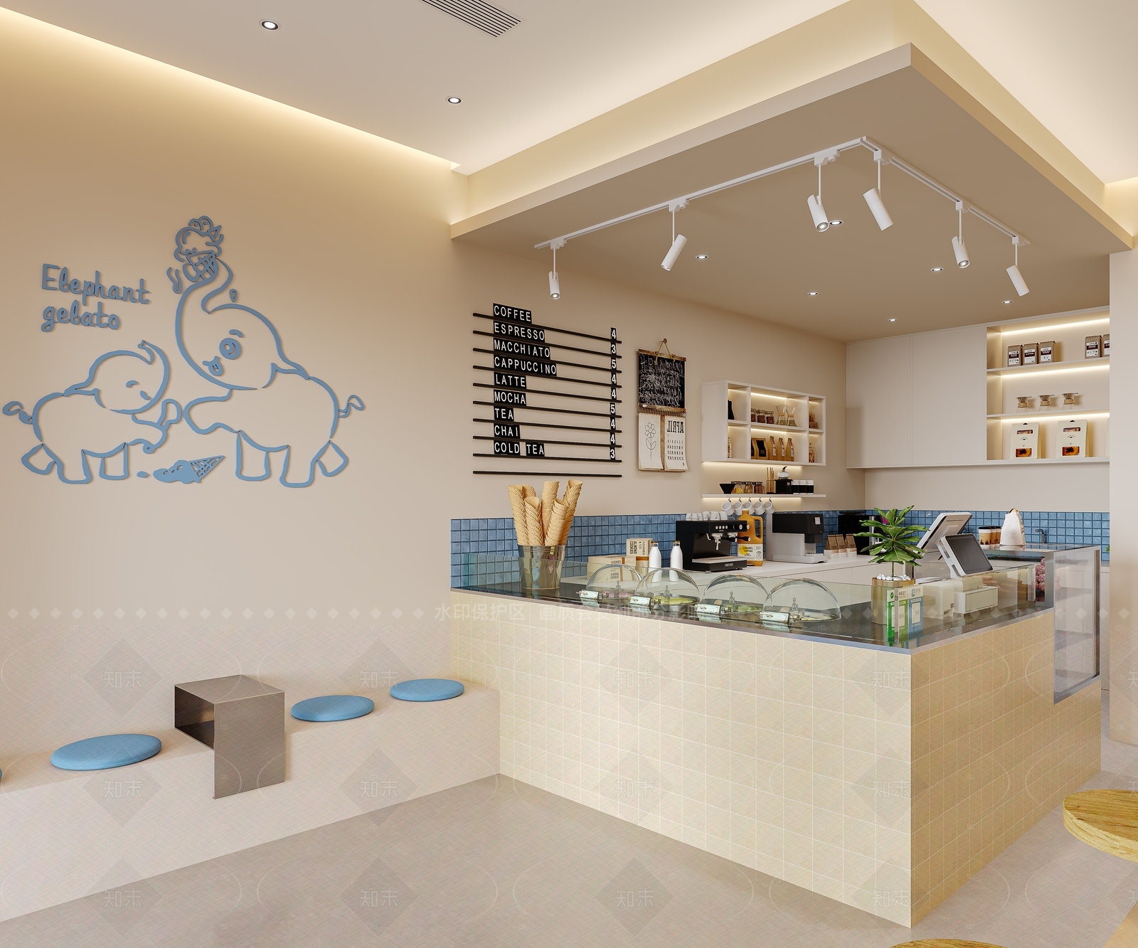 奶油风冰淇淋甜品店3D模型下载【ID:1160130440】