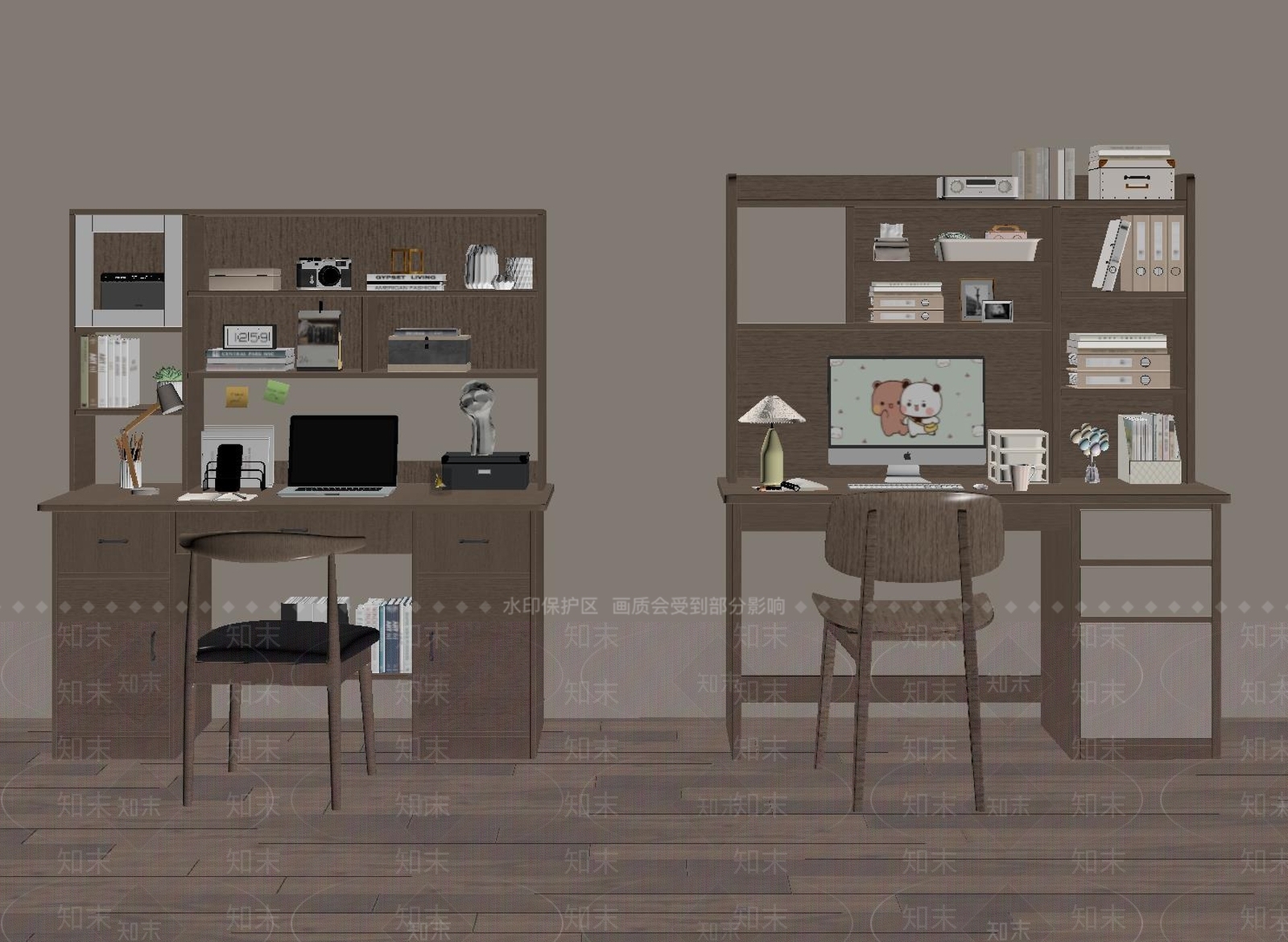 北欧书桌SU模型下载【ID:1160130651】