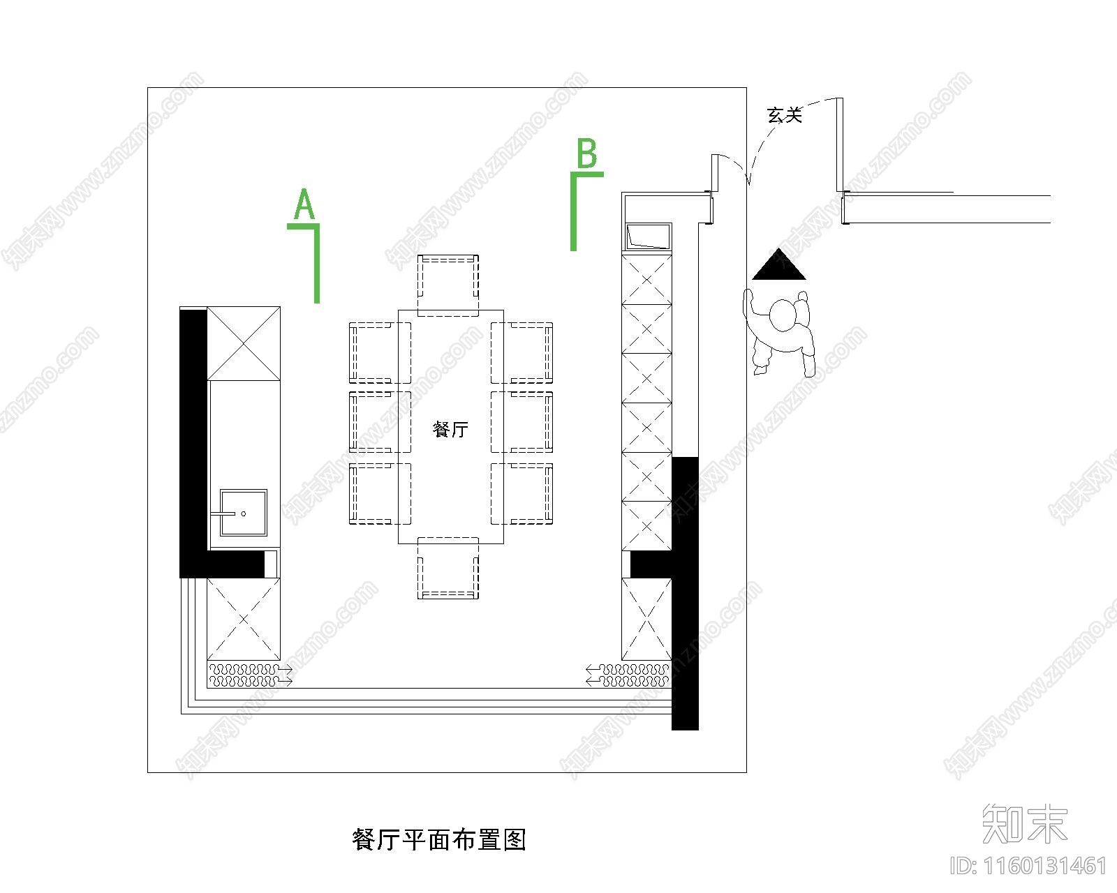 家居餐厅部分施工图下载【ID:1160131461】