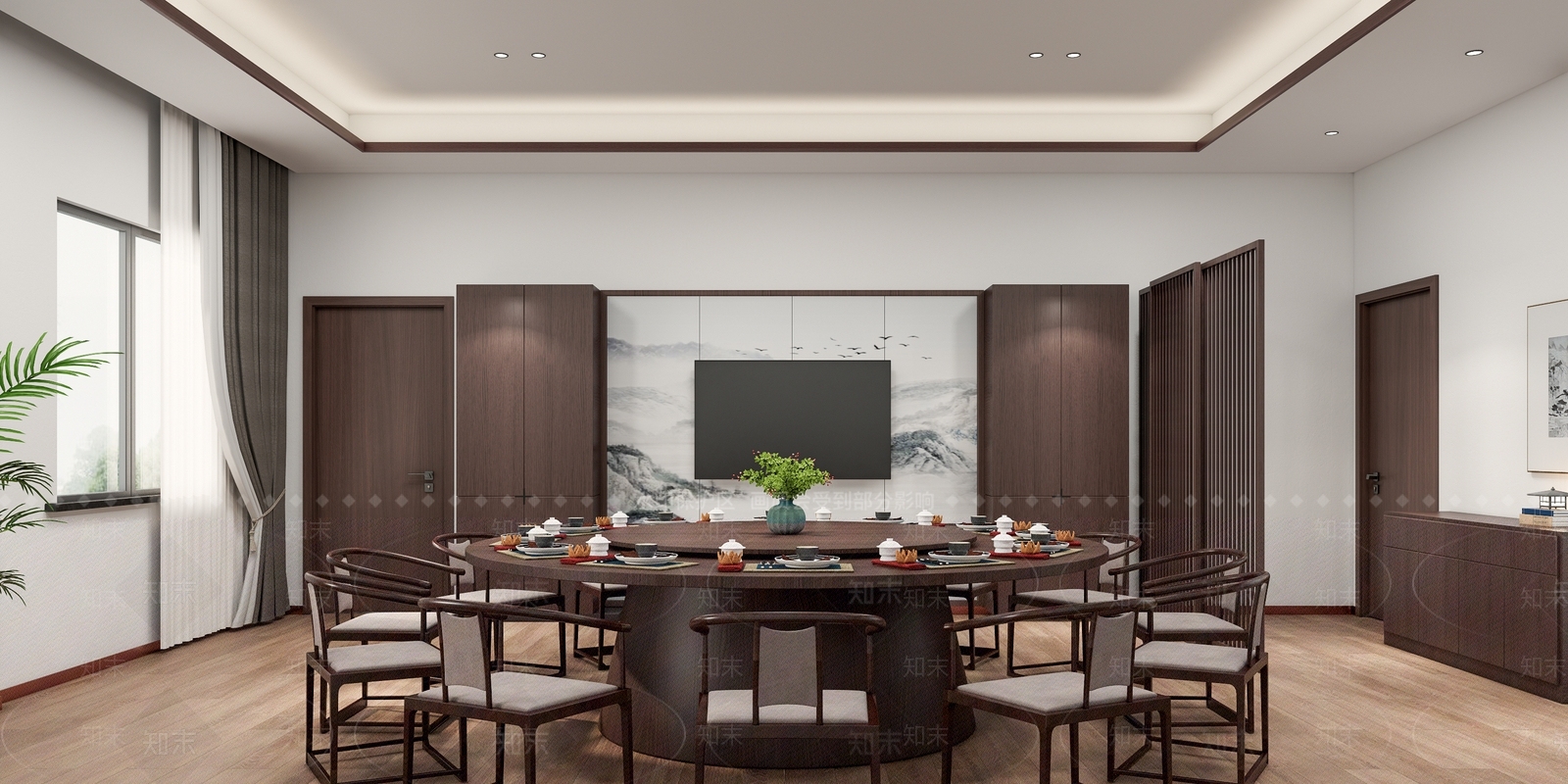 新中式餐厅包厢SU模型下载【ID:1160133461】