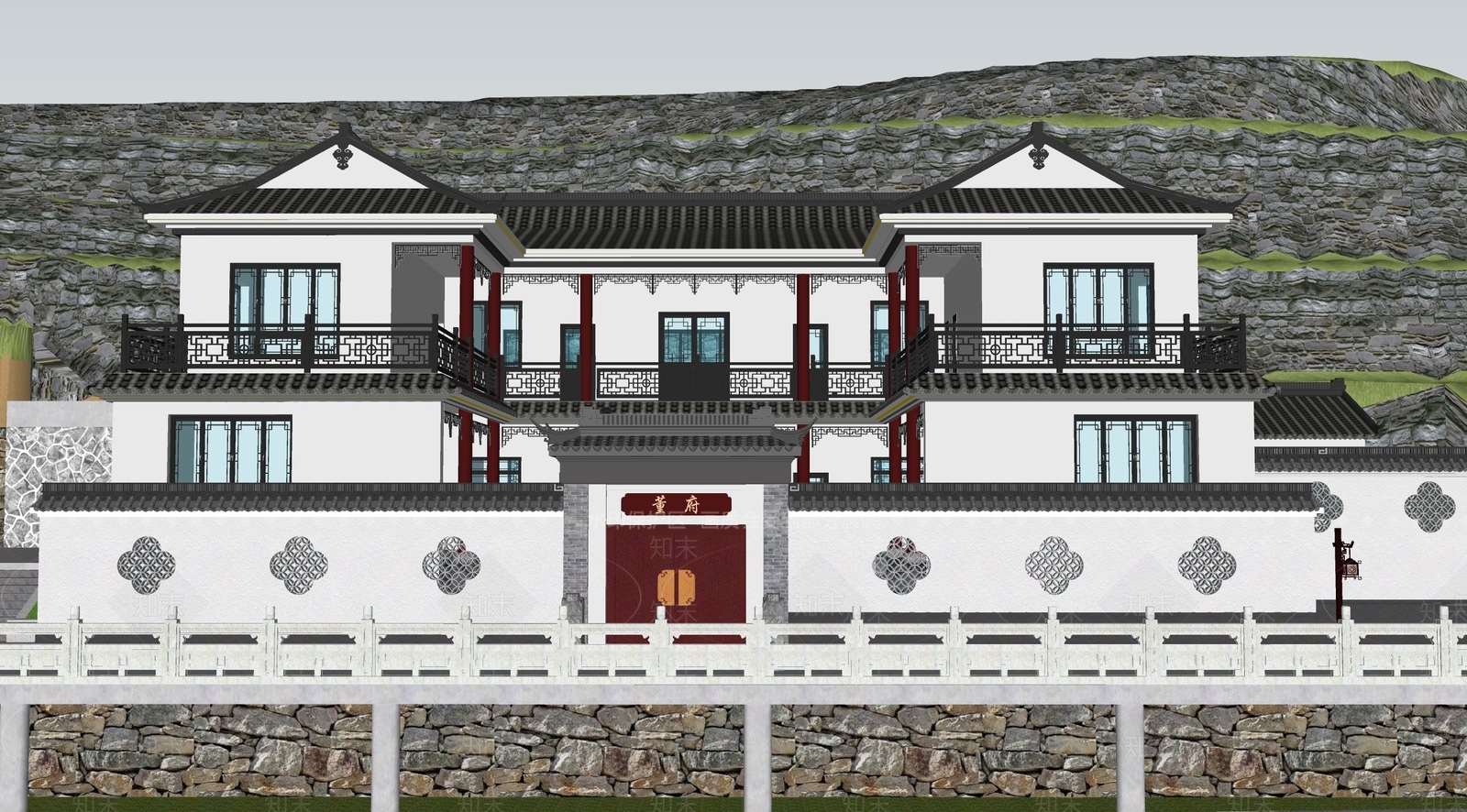 中式四合院SU模型下载【ID:1160133512】