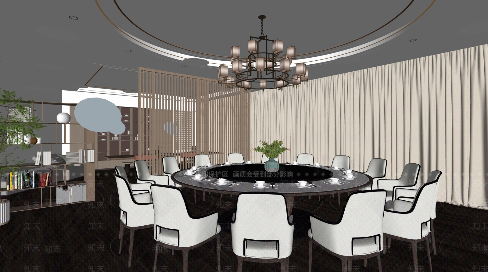 新中式餐厅包厢SU模型下载【ID:1160193544】