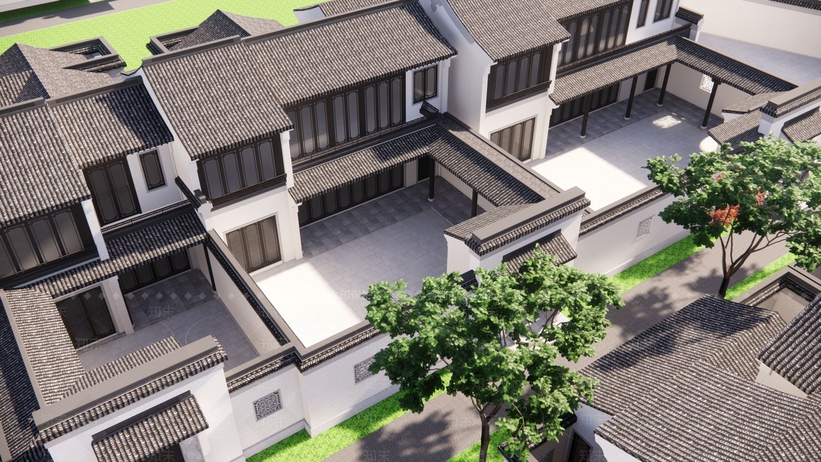 绿城安吉桃花源部分合院SU模型下载【ID:1160134729】