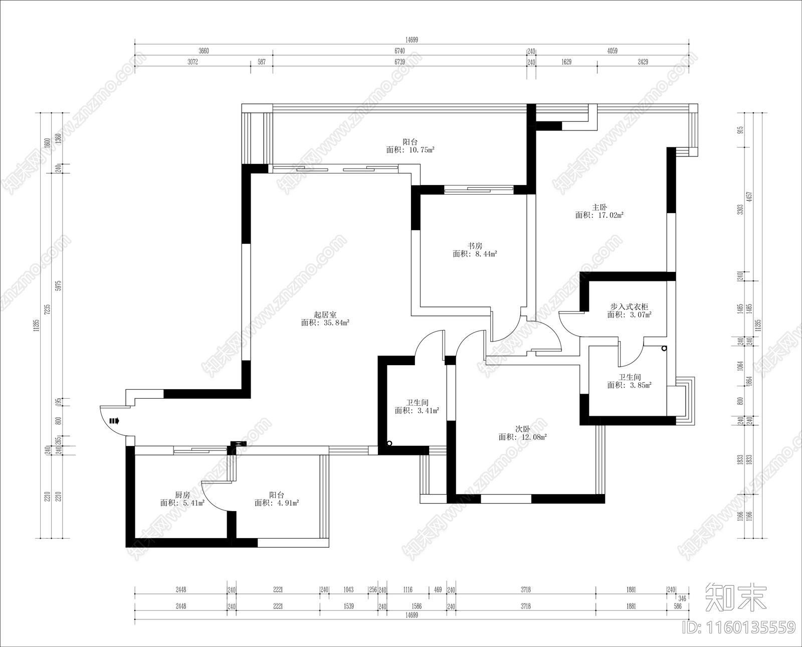 现代家装平面方案大平层名宿室内平面方案cad施工图下载【ID:1160135559】