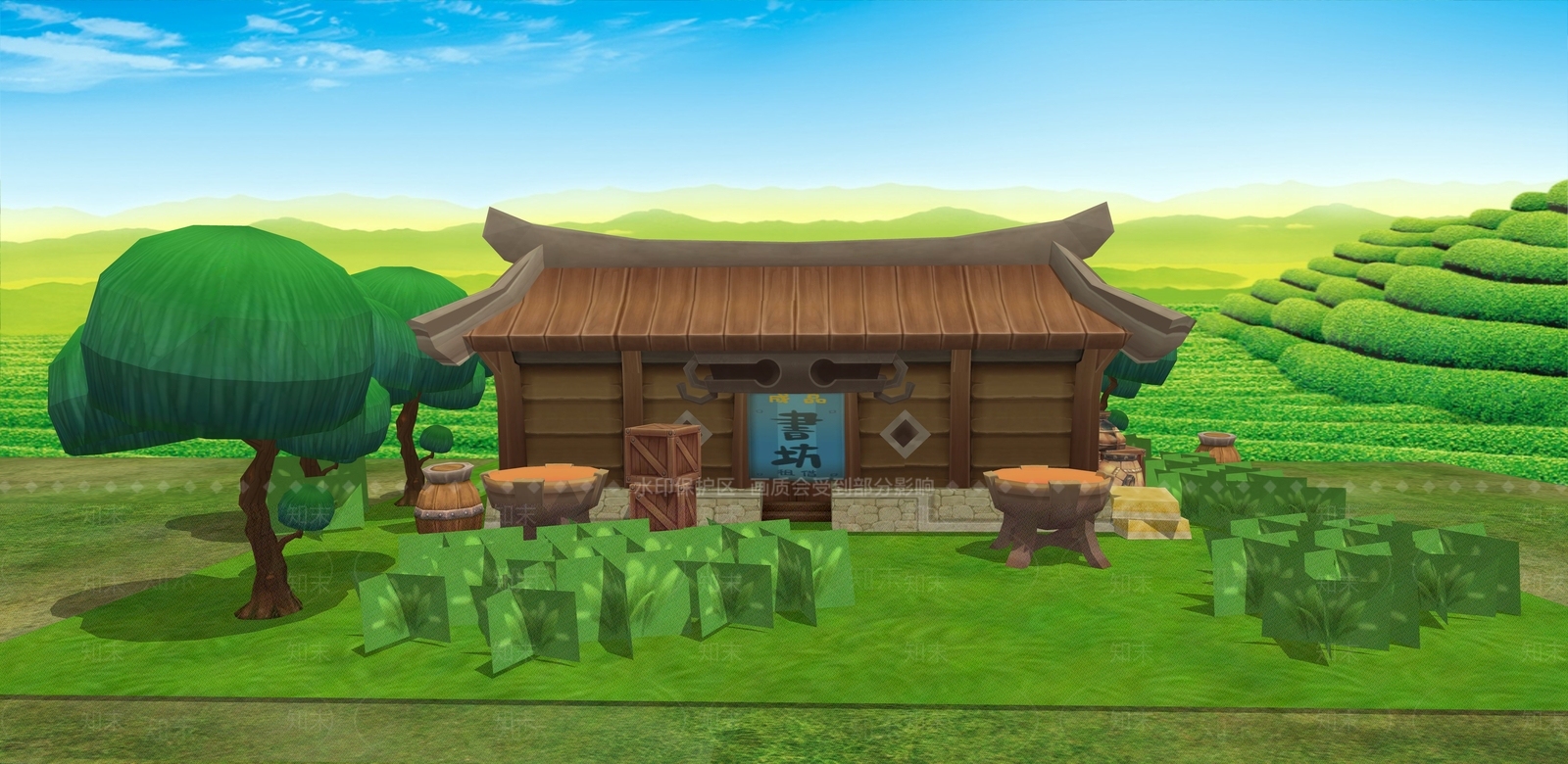 卡通书院场景SU模型下载【ID:1160135988】