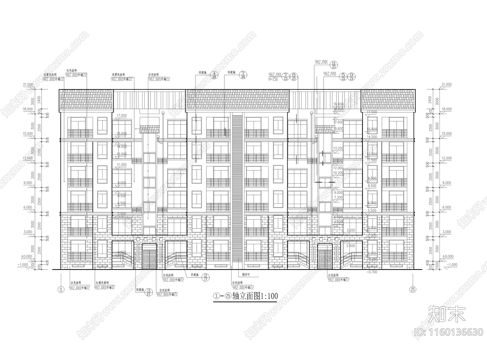 复式居民楼建cad施工图下载【ID:1160136630】